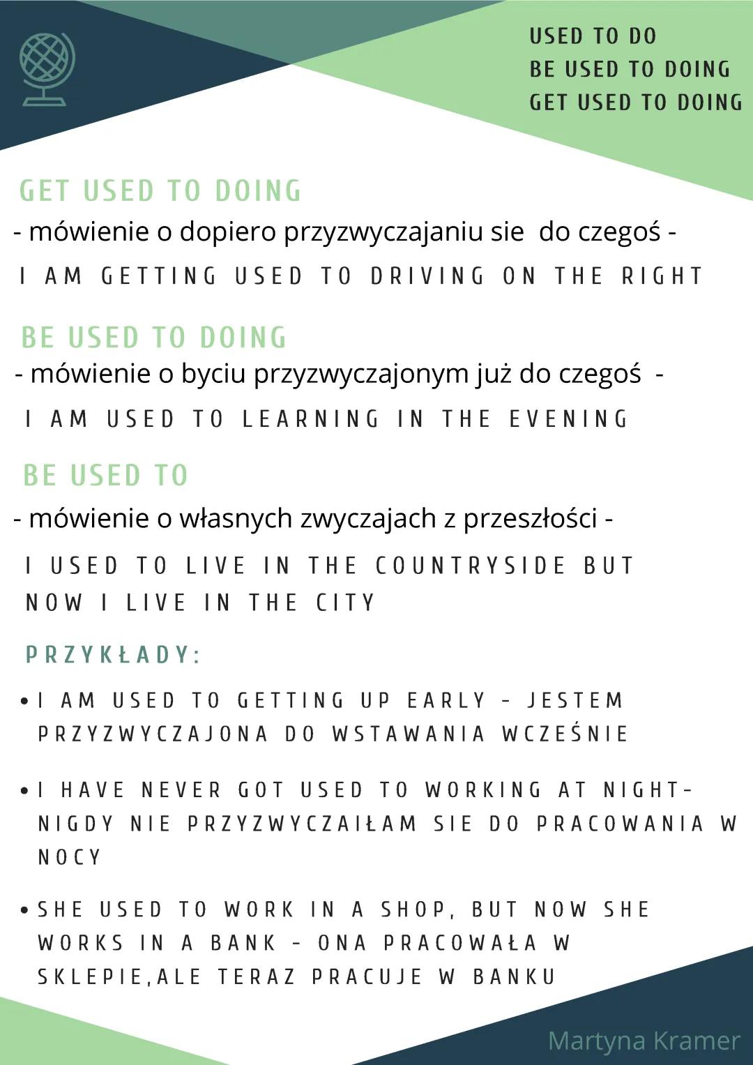 Used To, Be Used To i Get Used To – Wyjaśnienie i Przykłady