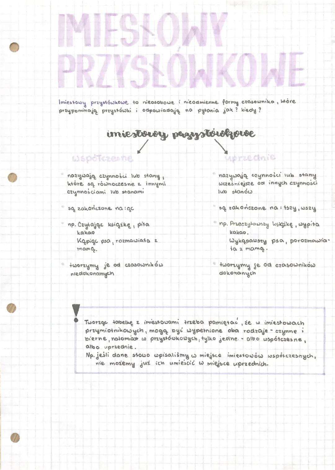 Imiesłowy przysłówkowe - Praktyczna notatka