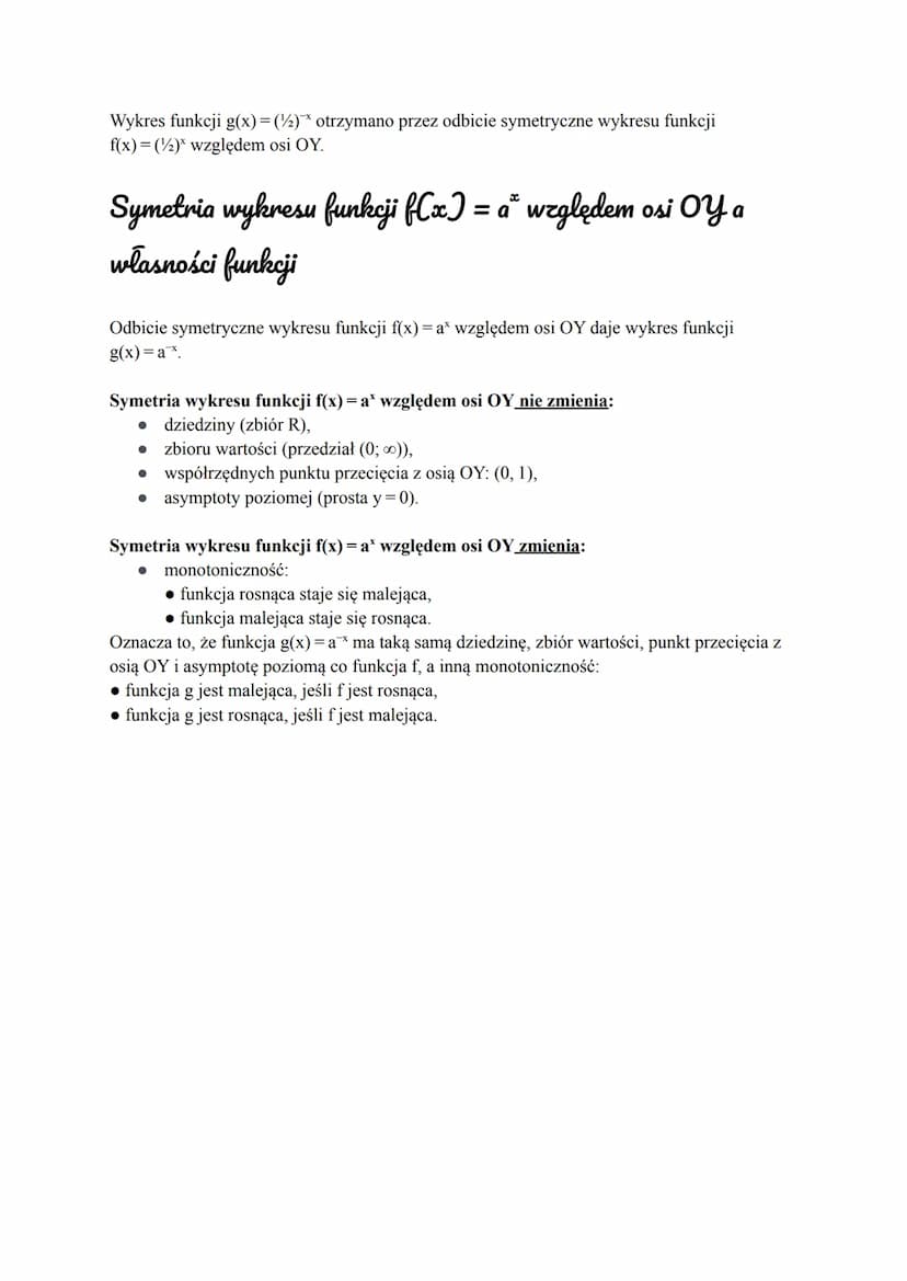 Symetria wykresu funkcji wykładniczej f(x) = ax względem
osi OX a € (1;00)
Na rysunku są wykresy funkcji f(x)=2* i g(x)=2x
a = (0; 1)
YA
O
8