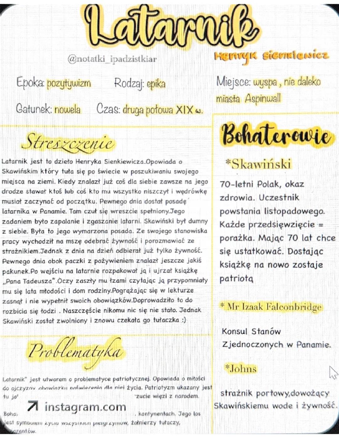 Latarnik - Streszczenie Lektury