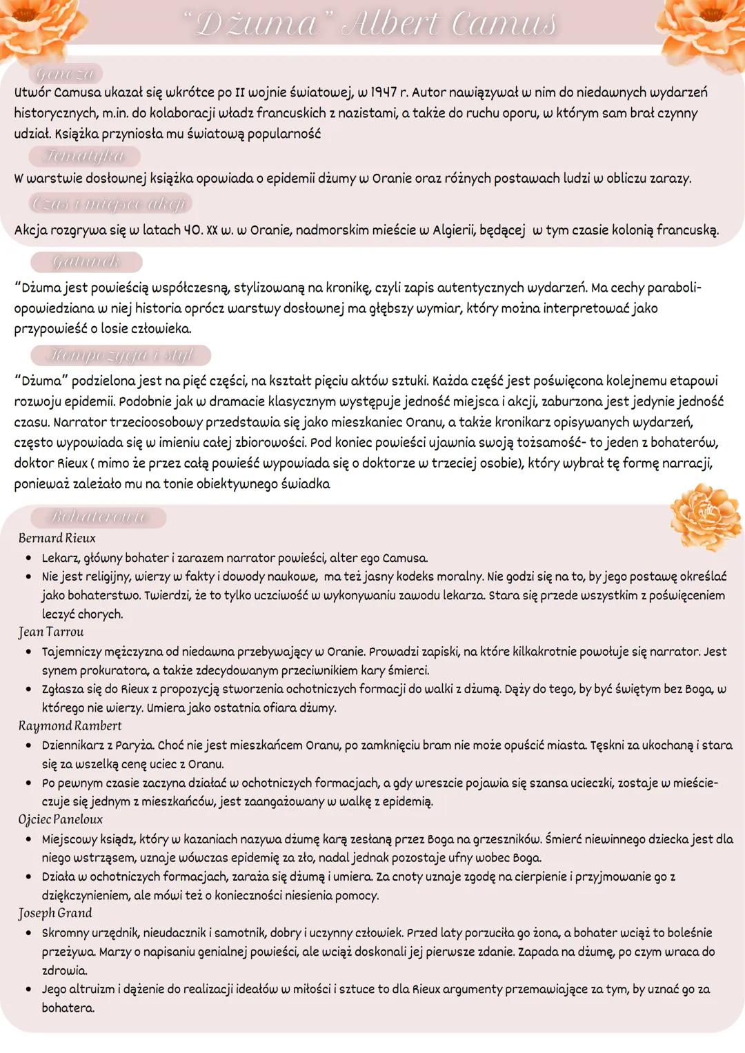 "Dzuma" Albert Camus
Utwór Camusa ukazał się wkrótce po II wojnie światowej, w 1947 r. Autor nawiązywał w nim do niedawnych wydarzeń
history