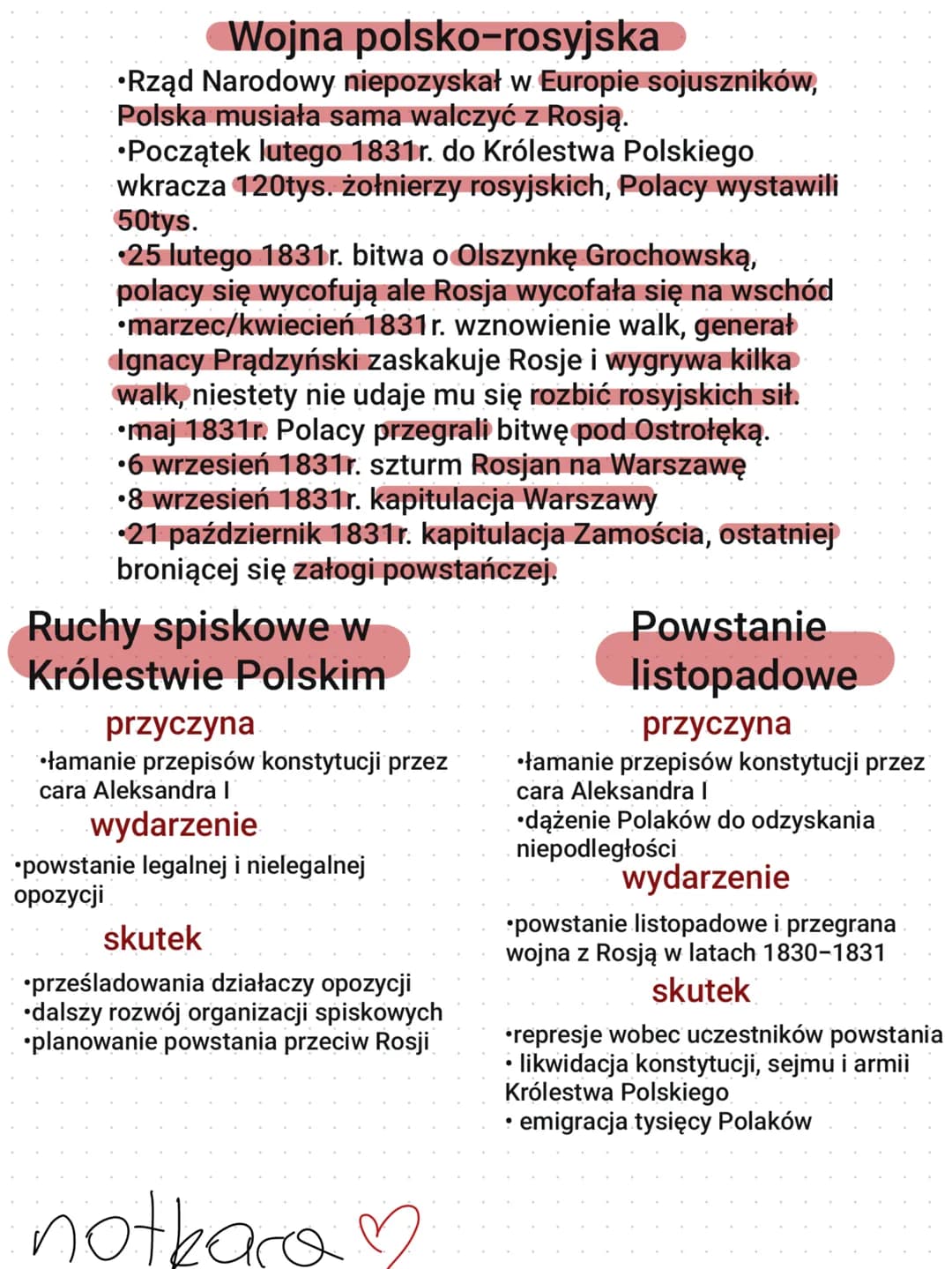 1810
Powstanie listopadowe
1815
powstanie Królestwa
Polskiego
1830
1830
wybuch powstania wojna polsko-rosyjska
listopadowego
1831
tajne orga
