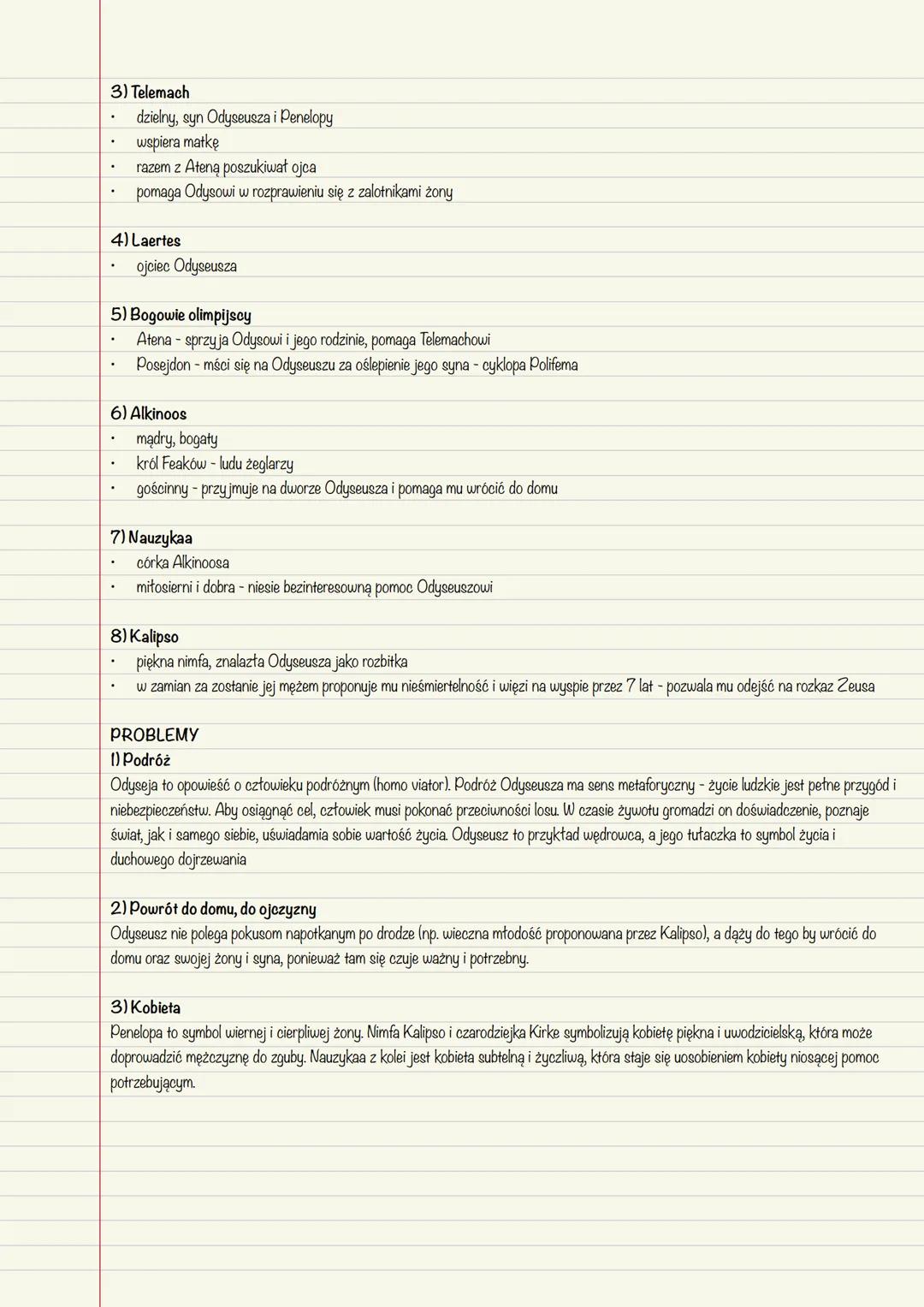 --- OCR Start ---
HOMER, ODYSEJA
Odyseja, podobnie jak lliada, jest eposem, ponieważ:
- jest to dłuższy utwór literacki napisany heksametrem