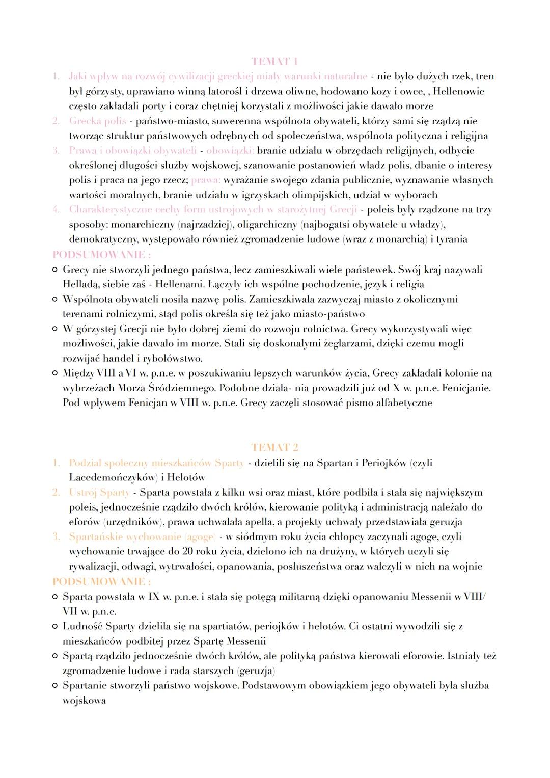 TEMAT 1
1. Jaki wplyw na rozwój cywilizacji greckiej mialy warunki naturalne - nie było dużych rzek, tren
2.
był górzysty, uprawiano winną l