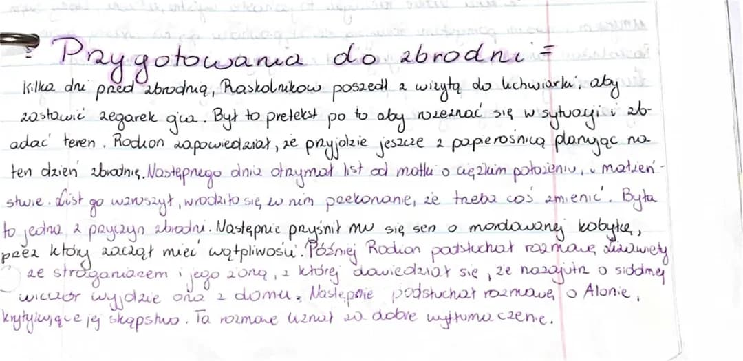 Przebieg i skutki zbrodni Raskolnikowa - Droga do zbrodni w Zbrodni i Karze
