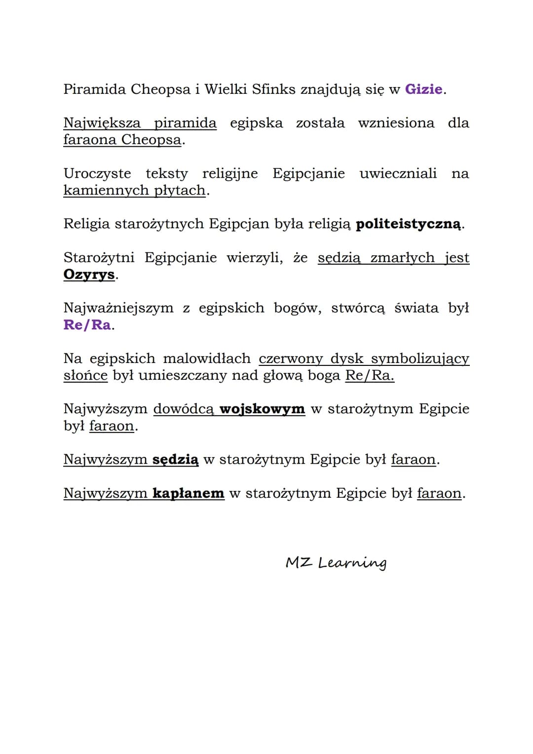 Egipt
Rzeka, nad którą powstało państwo egipskie, to Nil.
Egipt leży nad Morzem Śródziemnym i Morzem
Czerwonym.
Miasta położone w Egipcie to