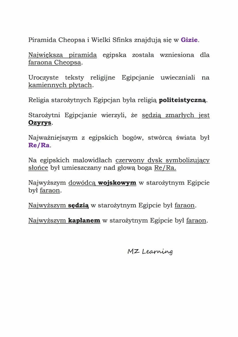 Egipt
Rzeka, nad którą powstało państwo egipskie, to Nil.
Egipt leży nad Morzem Śródziemnym i Morzem
Czerwonym.
Miasta położone w Egipcie to
