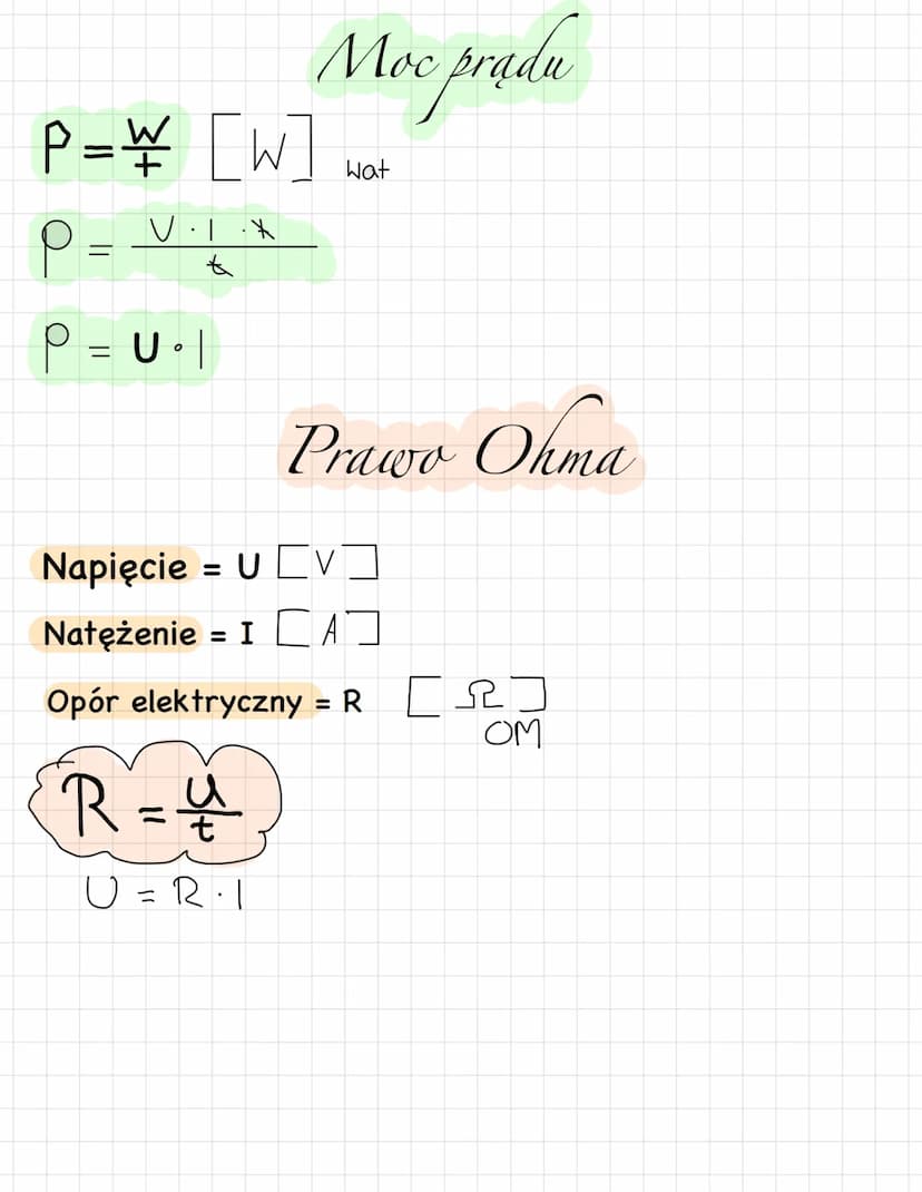 I = ²/1/
9
9
q - ładunek [c
†
-
czas
= I. t
=
t-q
Naterenie Pradu
S
9= w
U
A
Amper
U = W
9
U - napięcie elektryczne [V]
W - praca J
q Ładune