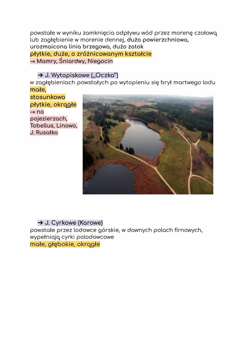 ◆ JEZIORA
→ naturalny zbiornik wodny utworzony w zagłębieniu terenu.
Aby doszło do powstania takiego zbiornika, muszą zostać
spełnione warun