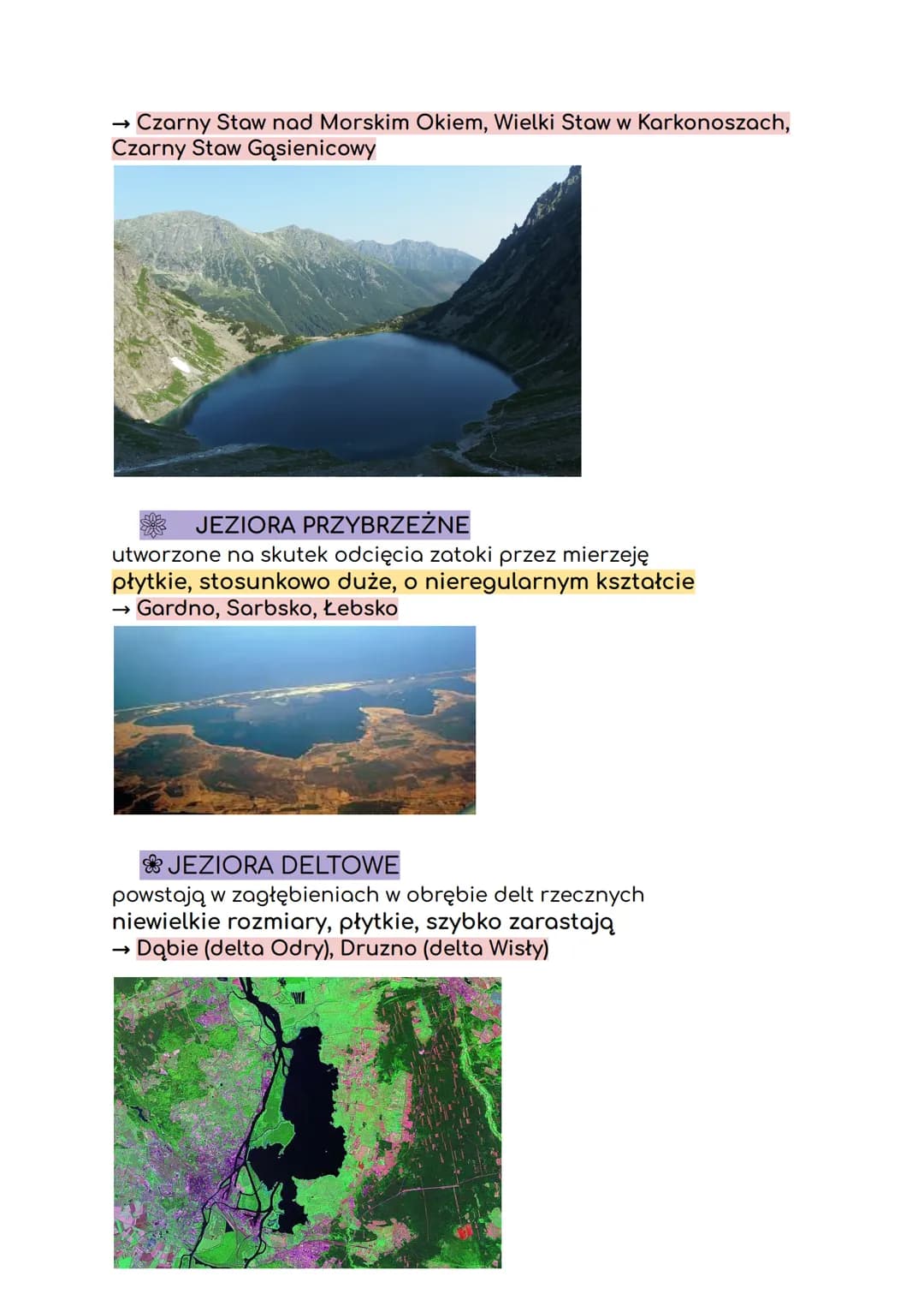 ◆ JEZIORA
→ naturalny zbiornik wodny utworzony w zagłębieniu terenu.
Aby doszło do powstania takiego zbiornika, muszą zostać
spełnione warun