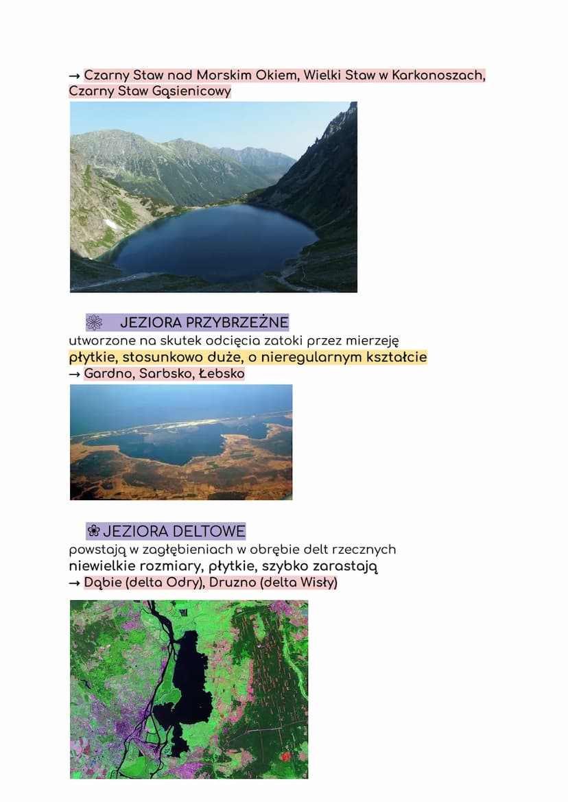 ◆ JEZIORA
→ naturalny zbiornik wodny utworzony w zagłębieniu terenu.
Aby doszło do powstania takiego zbiornika, muszą zostać
spełnione warun