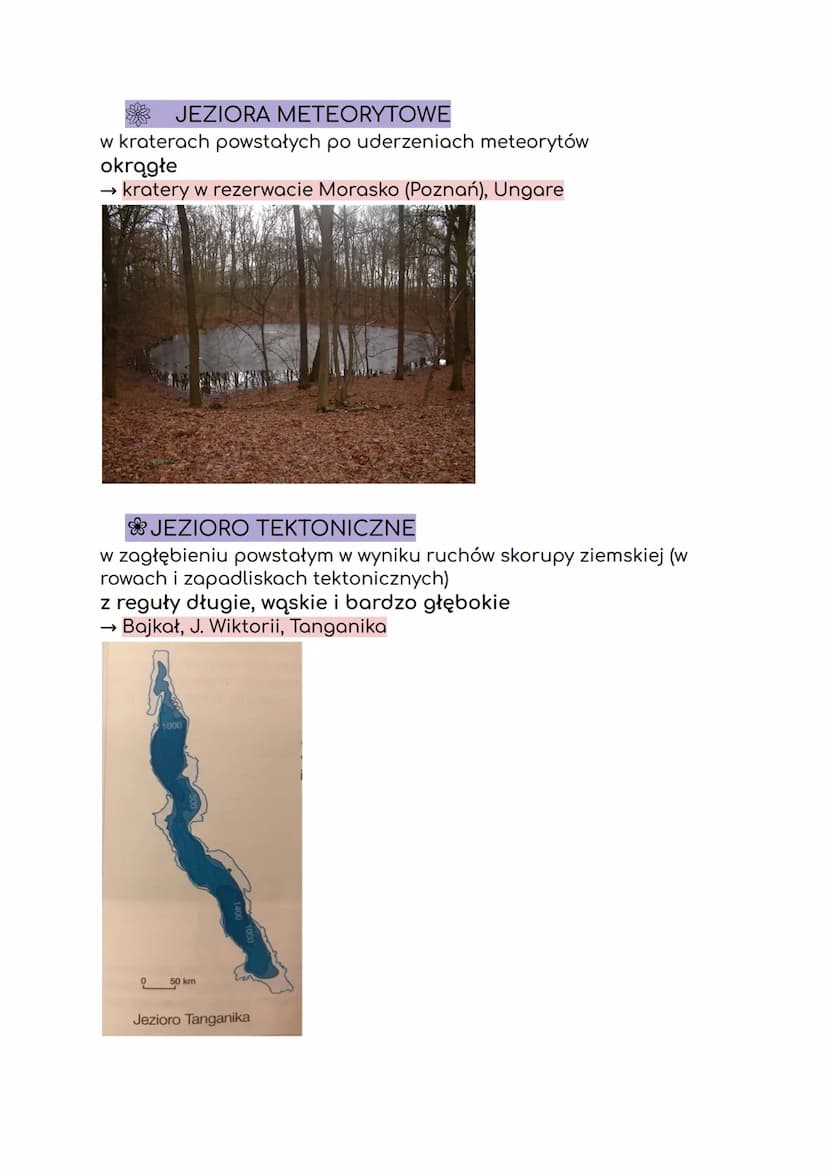 ◆ JEZIORA
→ naturalny zbiornik wodny utworzony w zagłębieniu terenu.
Aby doszło do powstania takiego zbiornika, muszą zostać
spełnione warun