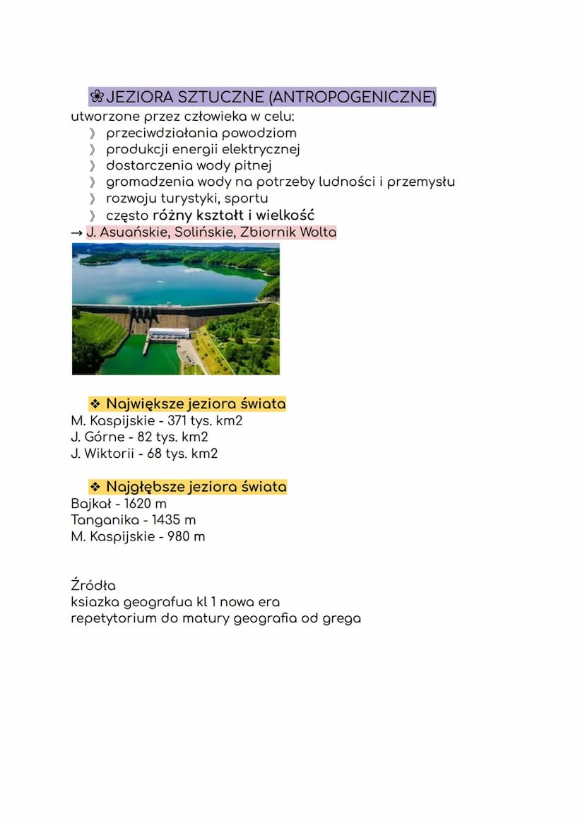 ◆ JEZIORA
→ naturalny zbiornik wodny utworzony w zagłębieniu terenu.
Aby doszło do powstania takiego zbiornika, muszą zostać
spełnione warun