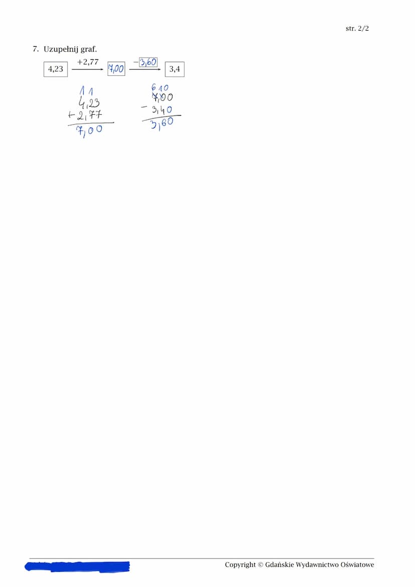 Klasa 5. Ułamki dziesiętne
1. Suma liczb 4,9 i 1,5 to:
A. 6,3
B. 6,04
1,8-0,6 =
12
18-6-12 ustabiamy
przecinete
3. Uzupełnij:
2. Oblicz w pa