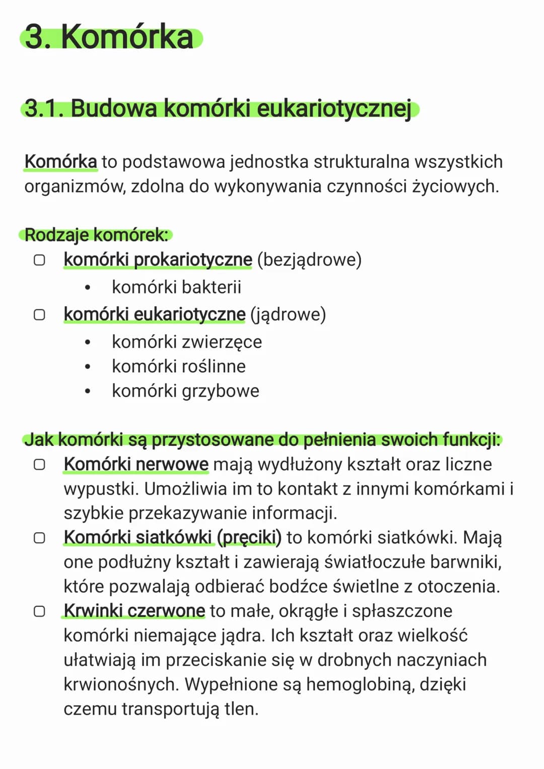 3. Komórka
3.1. Budowa komórki eukariotycznej
Komórka to podstawowa jednostka strukturalna wszystkich
organizmów, zdolna do wykonywania czyn
