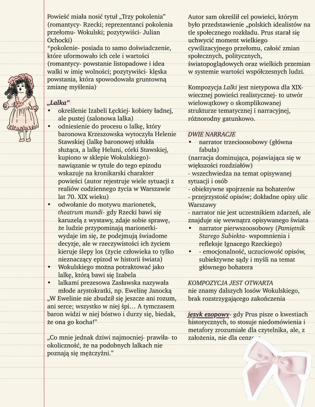 temat: Podstawowe informage.
czas i miejsce akcji:
●
●
●
●
●
tło historyczne w „Lalce":
epoka napoleońska- w opowiadaniach ojca
Rzeckiego, j