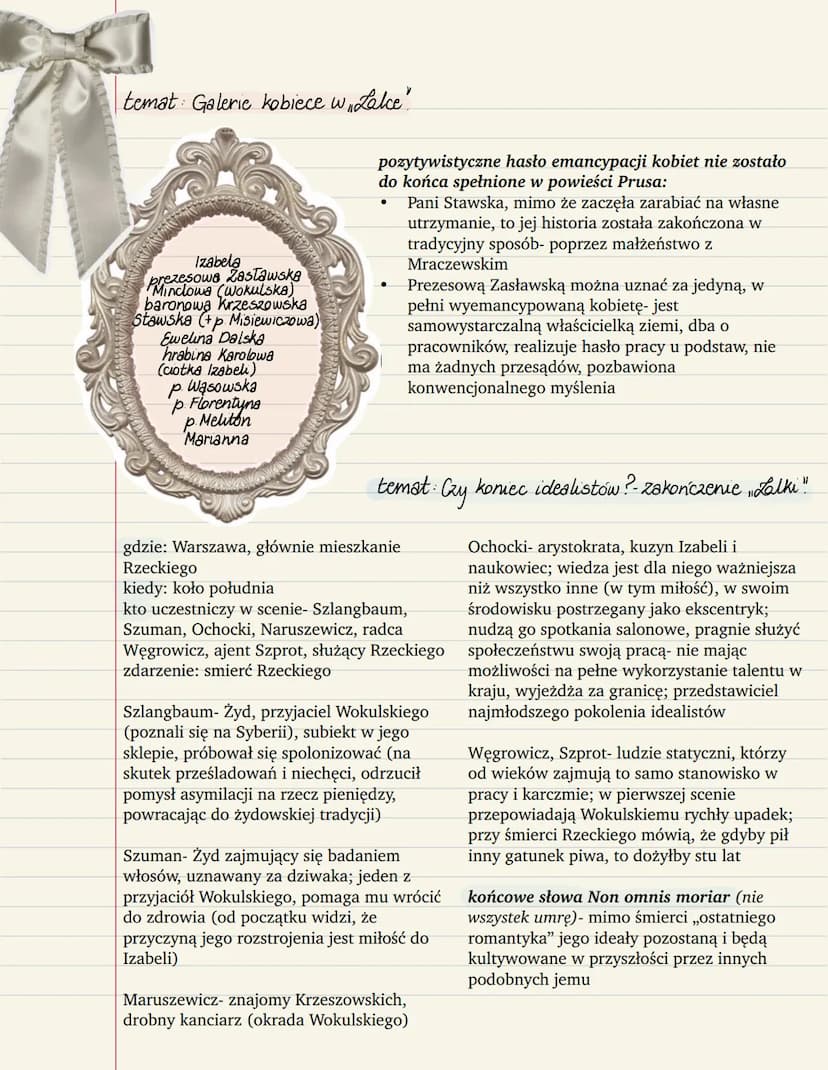 temat: Podstawowe informage.
czas i miejsce akcji:
●
●
●
●
●
tło historyczne w „Lalce":
epoka napoleońska- w opowiadaniach ojca
Rzeckiego, j