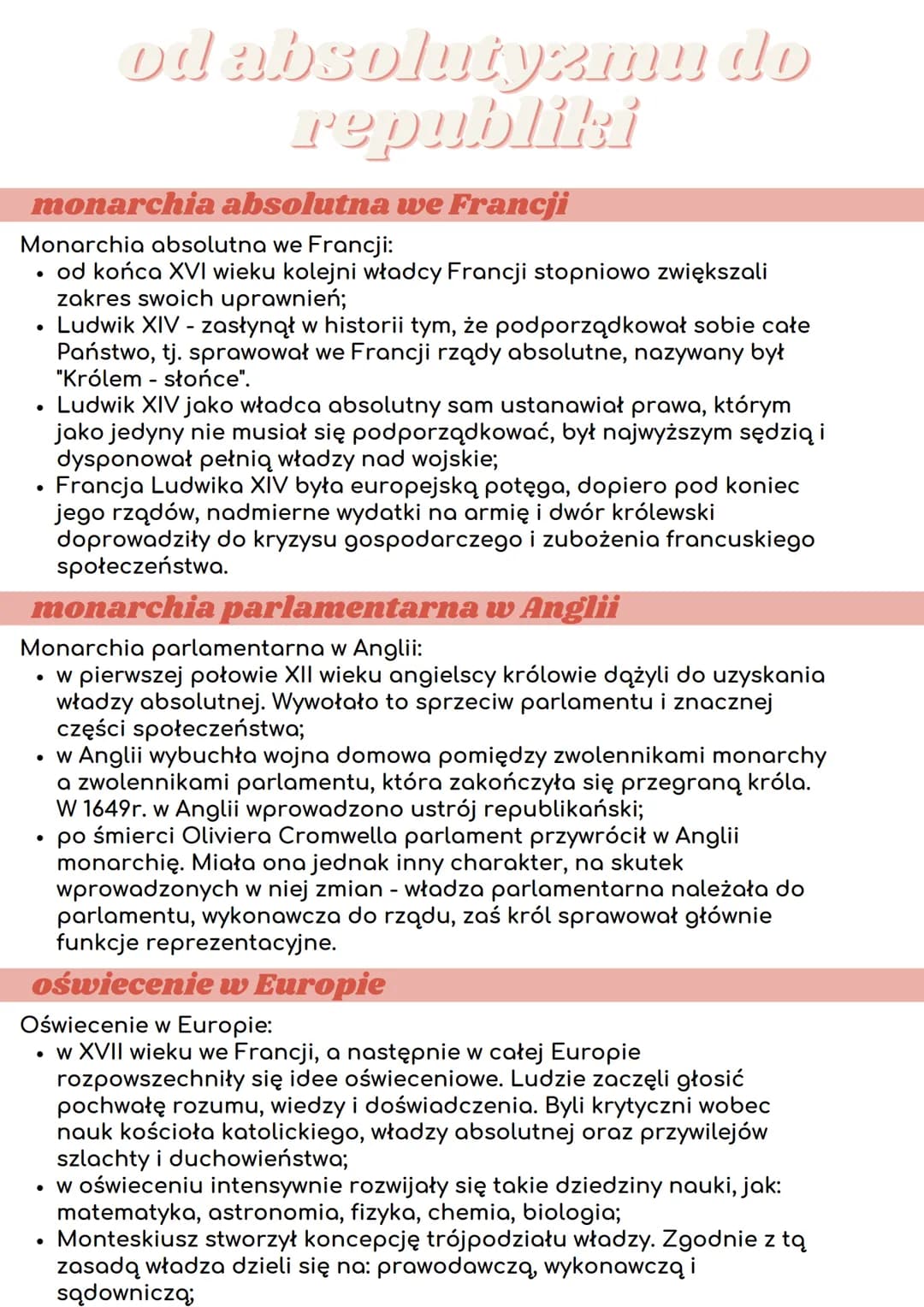 monarchia absolutna we Francji
Monarchia absolutna we Francji:
od końca XVI wieku kolejni władcy Francji stopniowo zwiększali
zakres swoich 