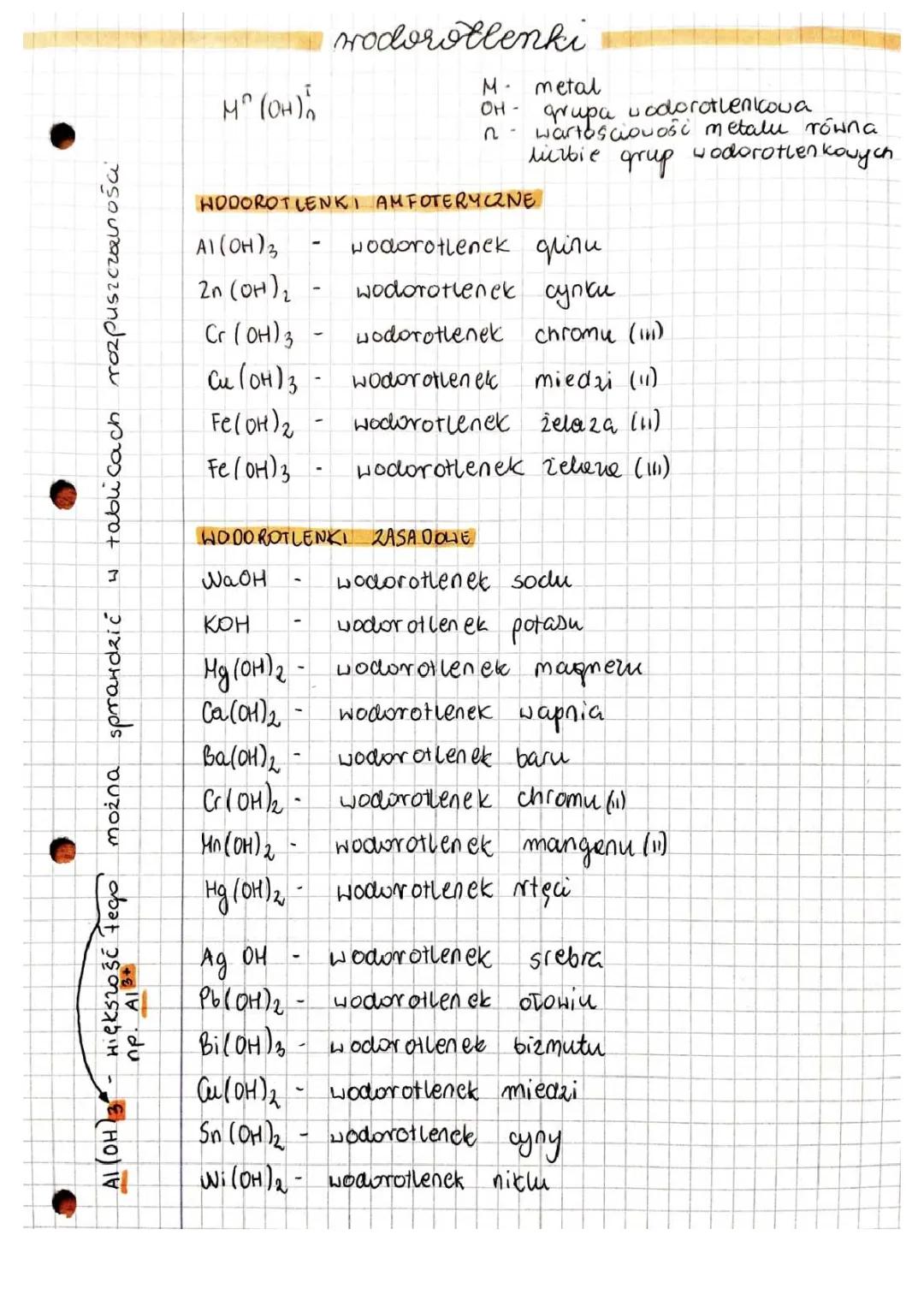 Wodorotlenki amfoteryczne - lista, przykłady i reakcje