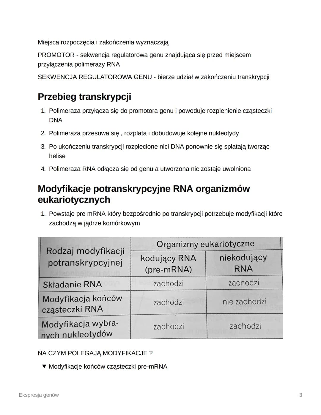 Ekspresja genów
Ekspresja genów - procesy prowadzace do odczytania informacji genetycznej zawartej
w genie, czut powstania kodowanego prez g