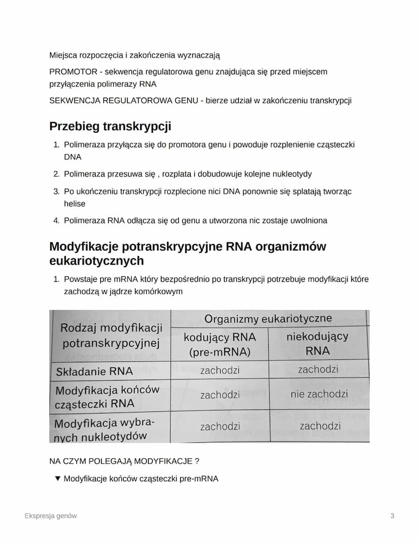 Ekspresja genów
Ekspresja genów - procesy prowadzace do odczytania informacji genetycznej zawartej
w genie, czut powstania kodowanego prez g