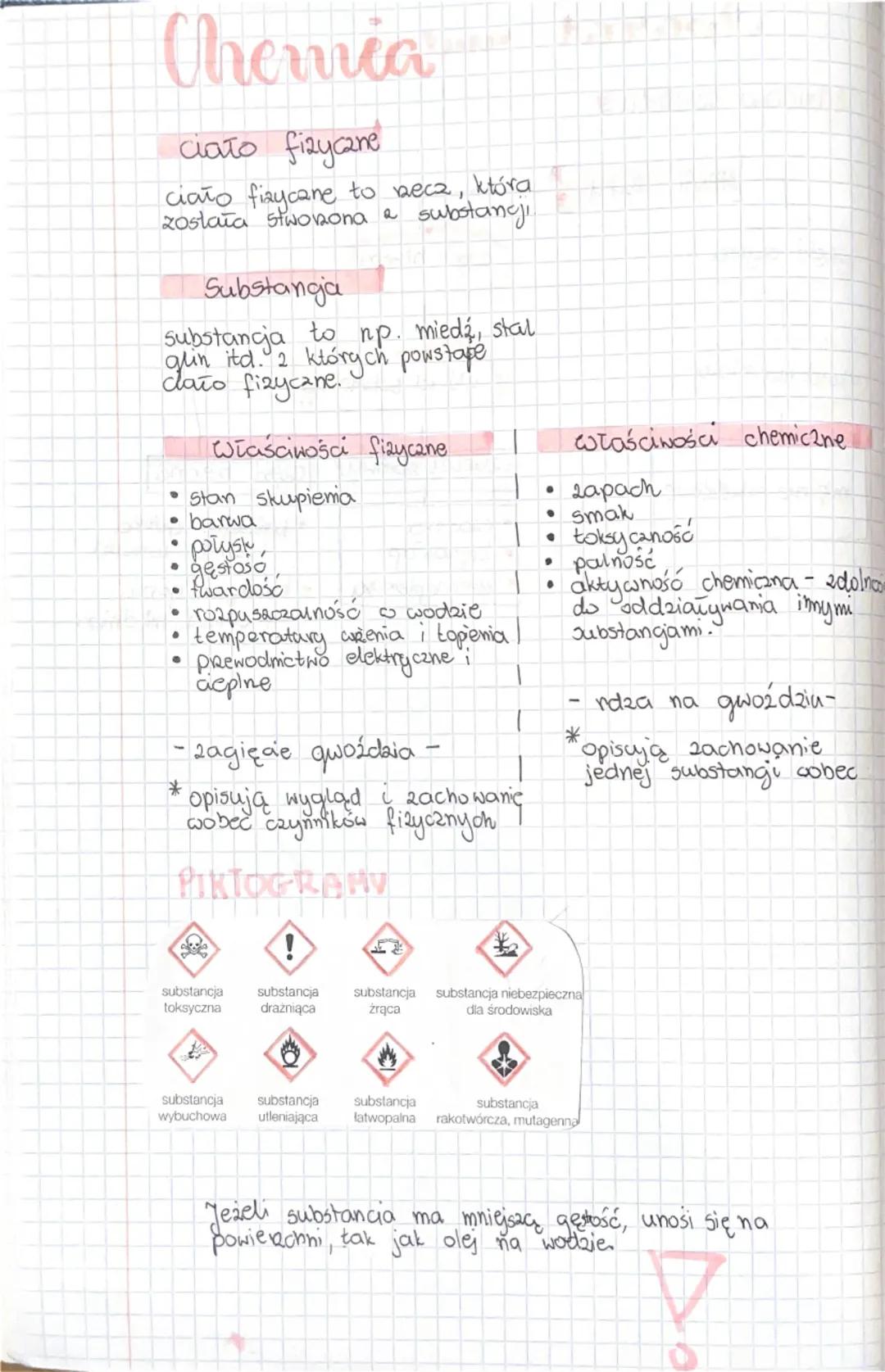 Chemia
ciato fizyczne
ciało fizyczne to neca, która
została stworzona a
Substancja
substancji
Substancja to np. miedź, stal
glin itd. 2 któr