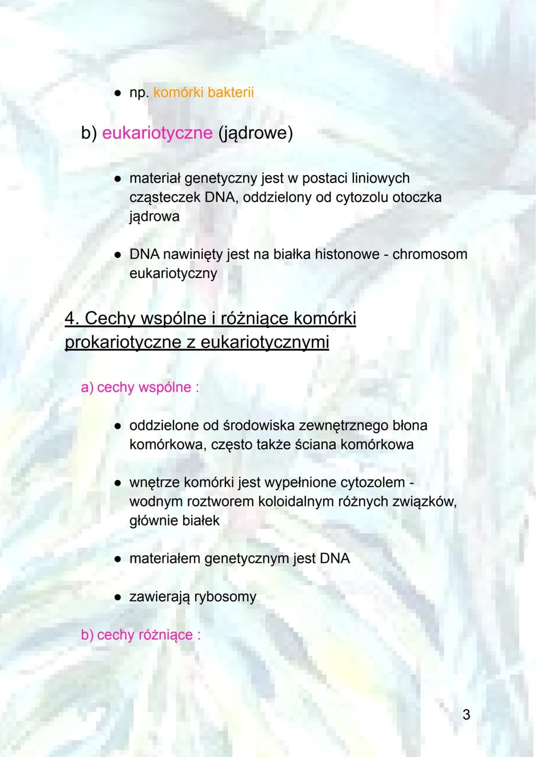 Podstawowe informacje o komórkach
1.Poziomy organizacji komórkowej :
a) organizmy jednokomórkowe - zbudowane z jednej
komórki, która pełni w