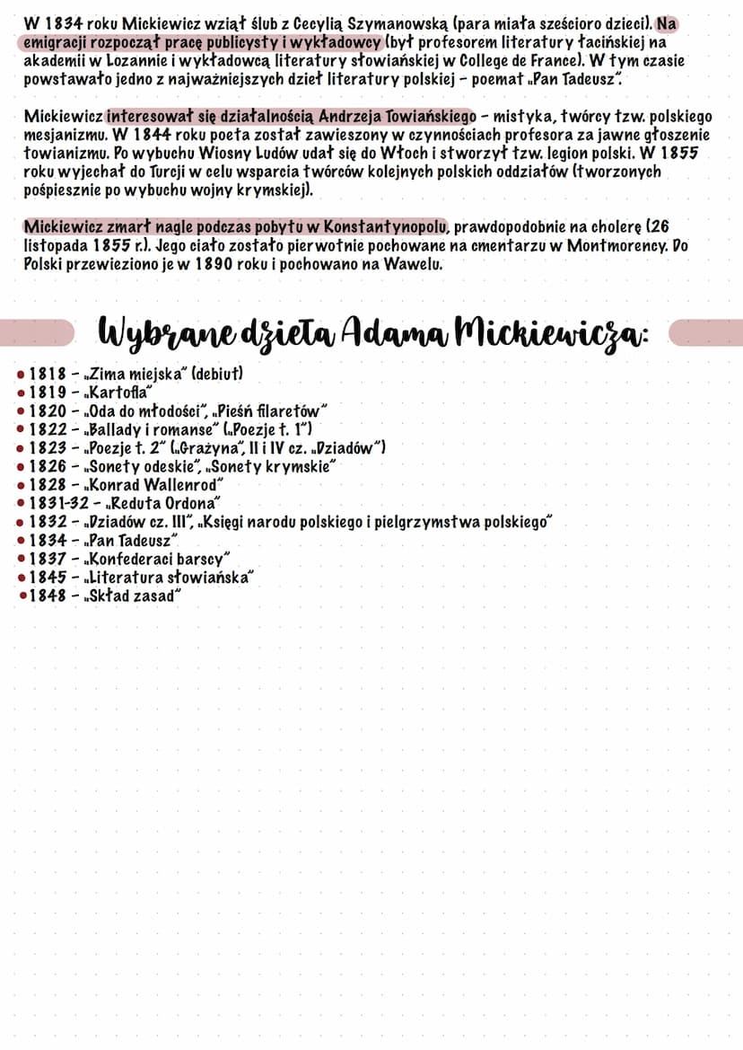 Adam Mickiewicz
BIOGRAFIA
Adam Mickiewicz (1798-1855) – to wybitny poeta,
zaliczany do grona trzech wieszczów literatury polskiej
(pozostali