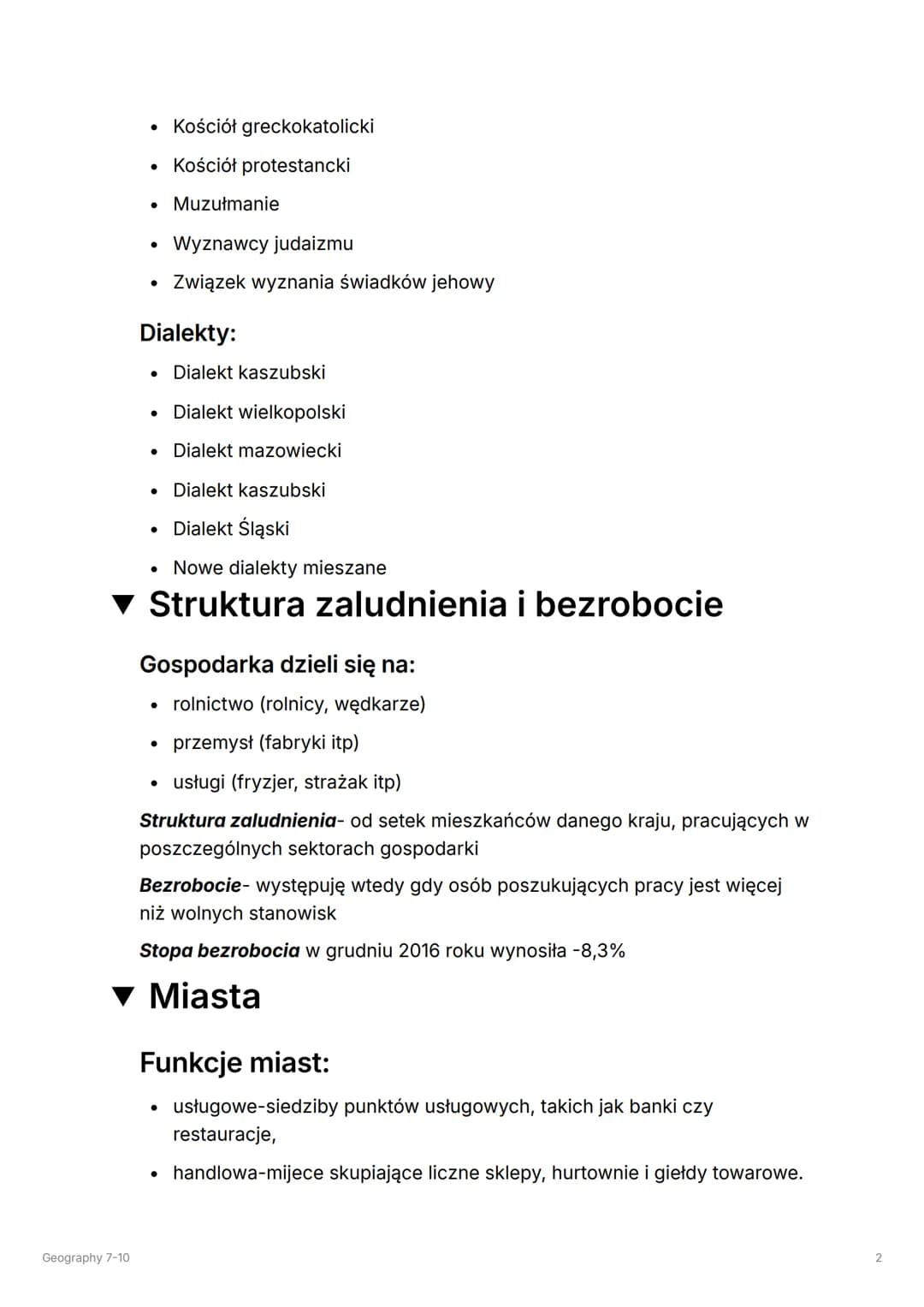 11
Geography 7-10
▾ Struktura narodowosciowa, etniczna i
wyznaniowa.
Geography 7-10
Mniejszości narodowe:
Białorusini
●
. Czesi
• Litwini
• 