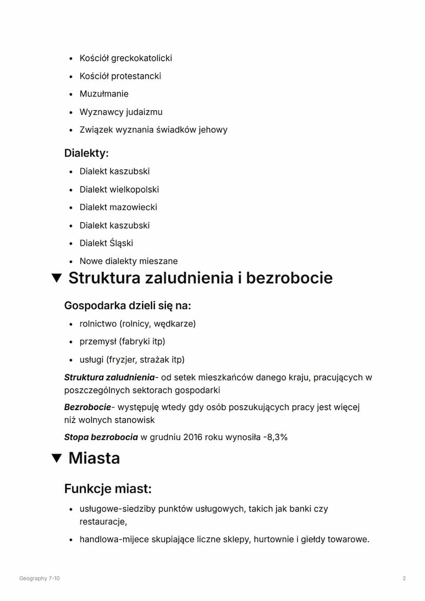 11
Geography 7-10
▾ Struktura narodowosciowa, etniczna i
wyznaniowa.
Geography 7-10
Mniejszości narodowe:
Białorusini
●
. Czesi
• Litwini
• 