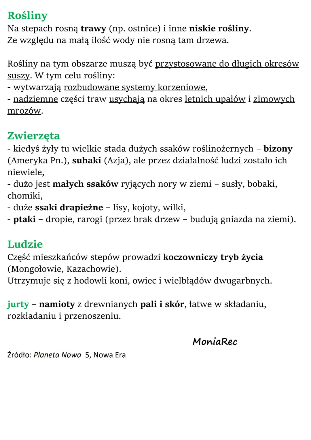 Krajobraz sawanny i stepu
Sawanny i stepy to rozległe obszary porośnięte trawami. Różni je
klimat.
Sawanna
Położenie
Sawanny znajdują się na