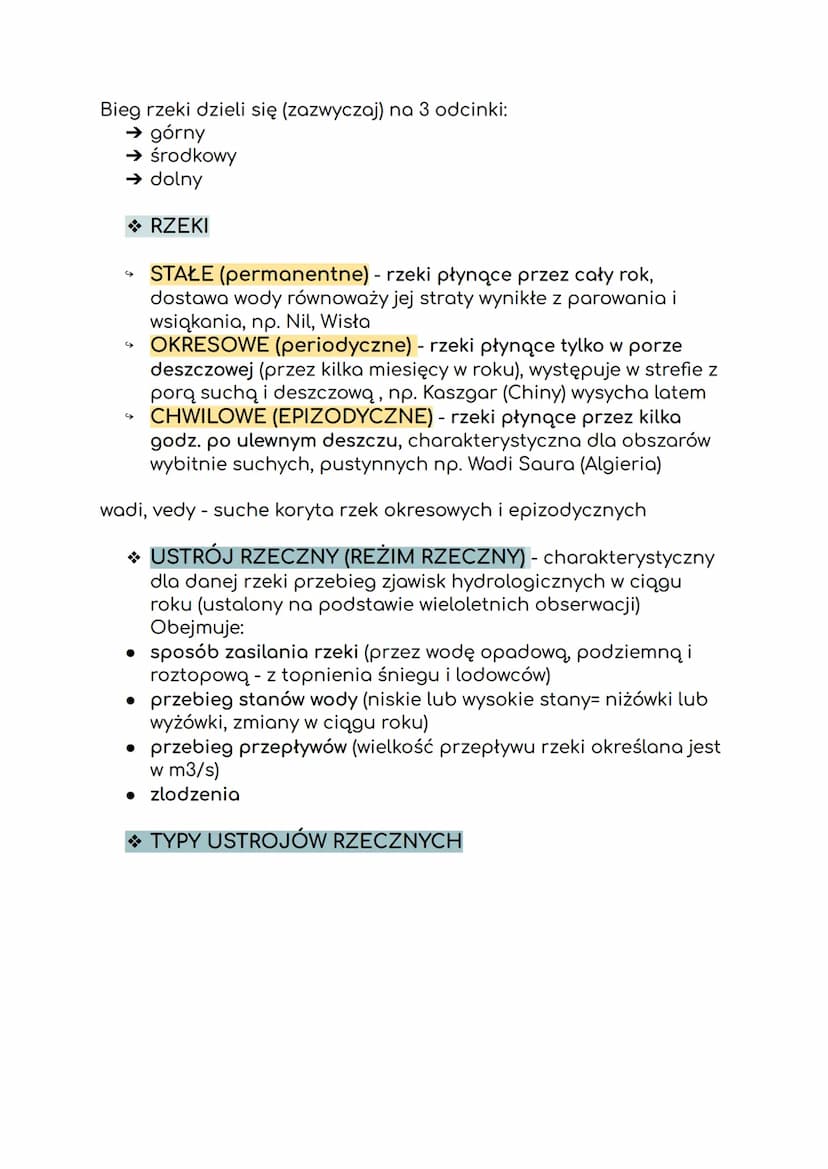 RZEKI
★ RZEKA GŁÓWNA - rzeka płynąca bezpośrednio od źródła do
ujścia (w morzu, oceanie, jeziorze itd.)
★ DOPŁYW - rzeka mająca ujście w rze