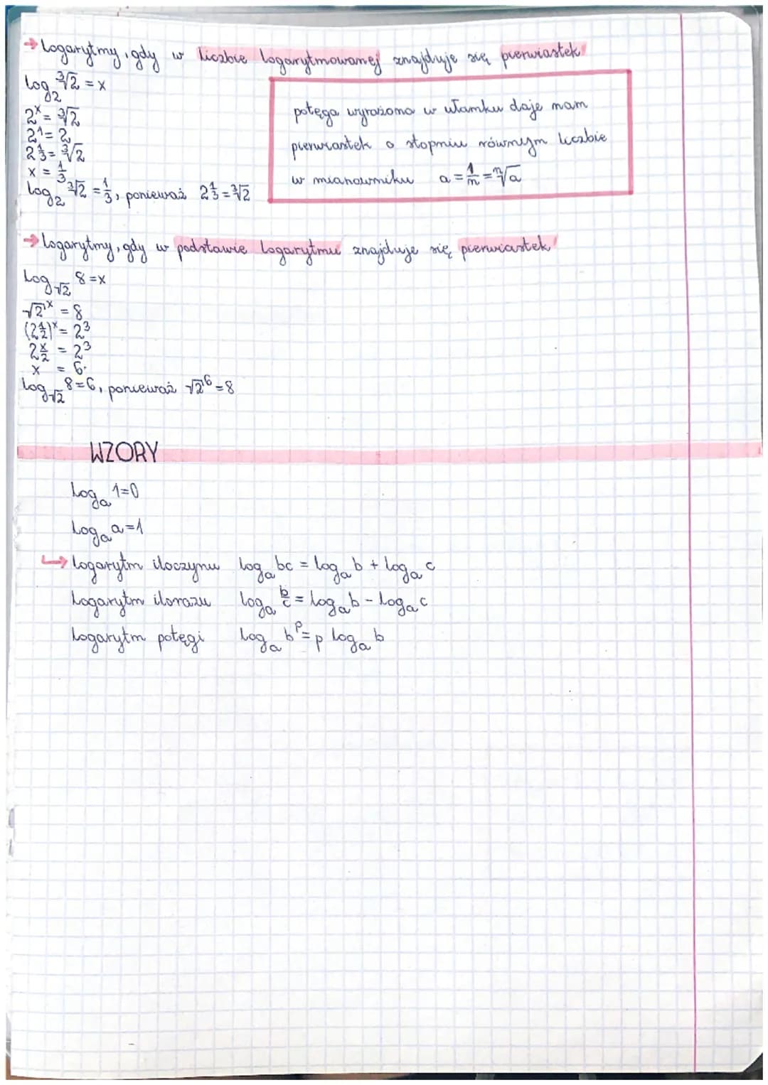 PRZYKŁAD I
Log 9 =x
ہیں ہیں ۔
podstawa logarytmu
3= 3²
LOGARYTMY
logarytm o podstawie a z licaly to to wykładnik potęgi, do który należy
pod