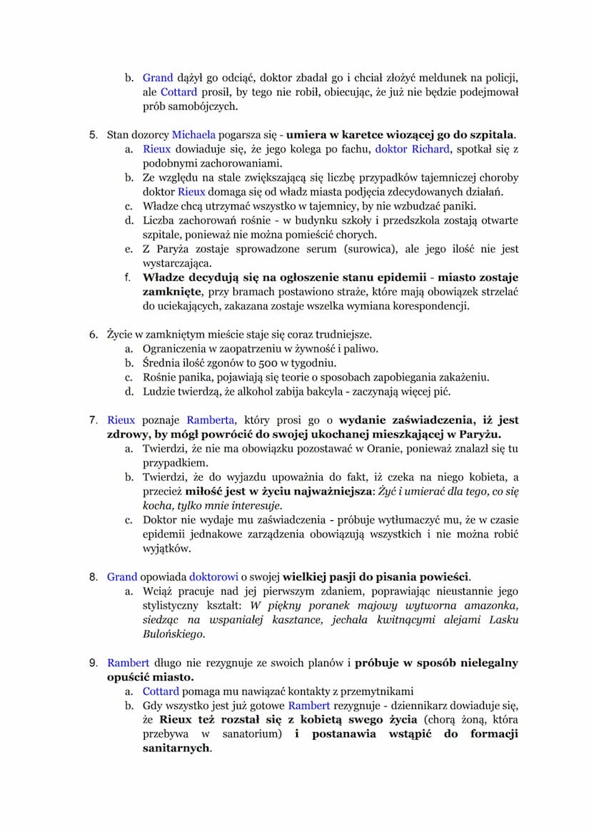 Dżuma - Albert Camus
Znaczenie utworu - stawia pytanie o istotę zła w świecie i człowieku. Porusza też
zagadnienia dotyczące postawy, jaką n