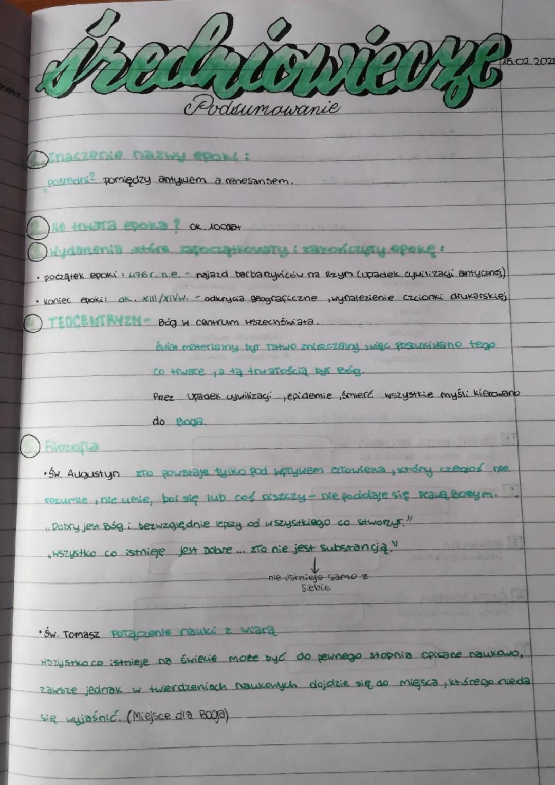 Fredniowiecze
Podsumowanie
znaczenie nazwy spok! :
pośredni? pomiędzy antyklem a renesansem.
15.02.2022
He truara epoka? ok. 1000+
Wydanenia