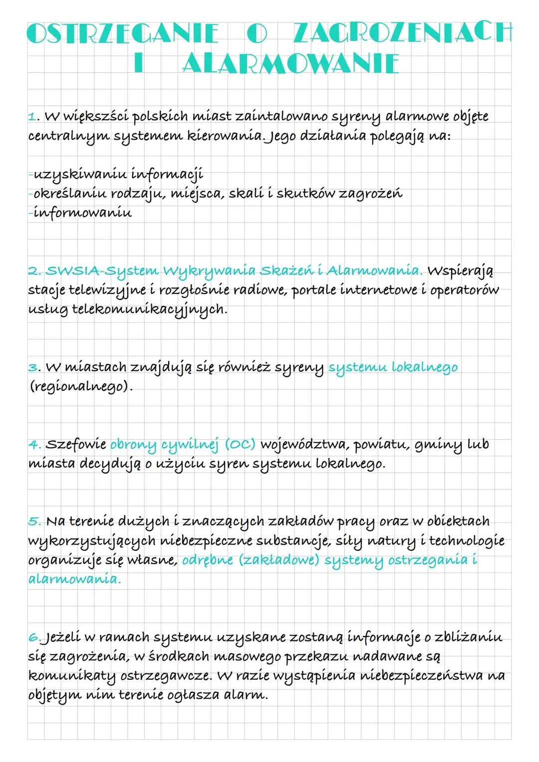 Ostrzeganie o zagrożeniach i alarmowanie 