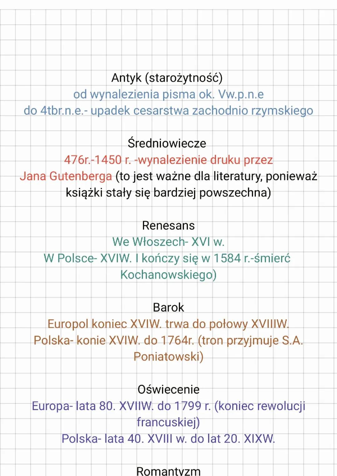 EPOKI i ramy czasowe epok