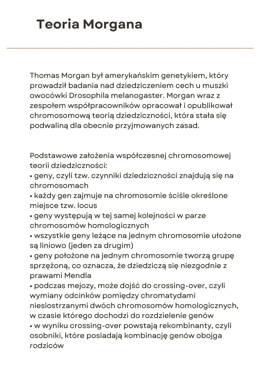 Teoria Morgana i Chromosomowa Teoria Dziedziczenia: Geny Sprzężone i Crossing Over