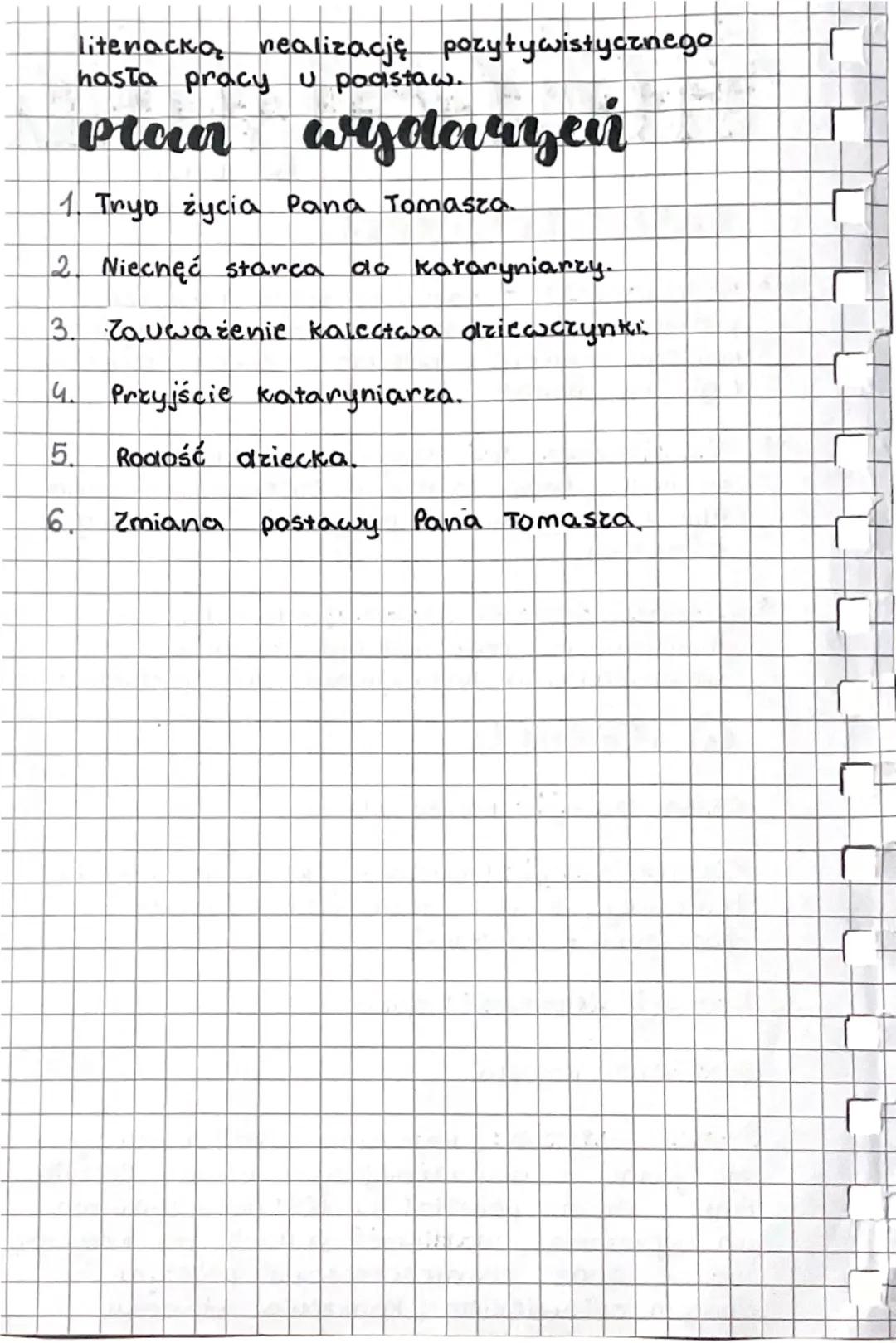 ୮
Γ
katarunka
Bohaterwie
B. Prus
→ Pan Tomasz - zamożny stary kawaler,
prawnik, miłośnik sztuki, wróg katarynek,
którego odmieniło nieszczęc