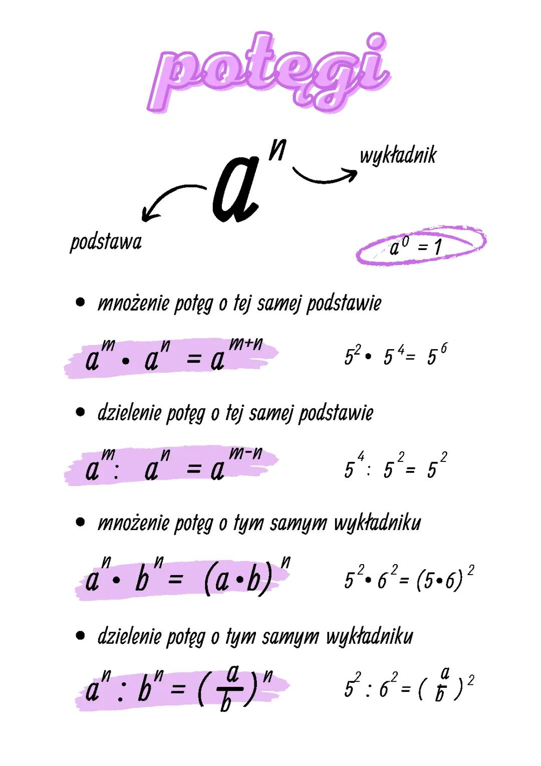 Podnoszenie do potęgi: Mnożenie i Dzielenie Potęg - Łatwe Zadania i PDF