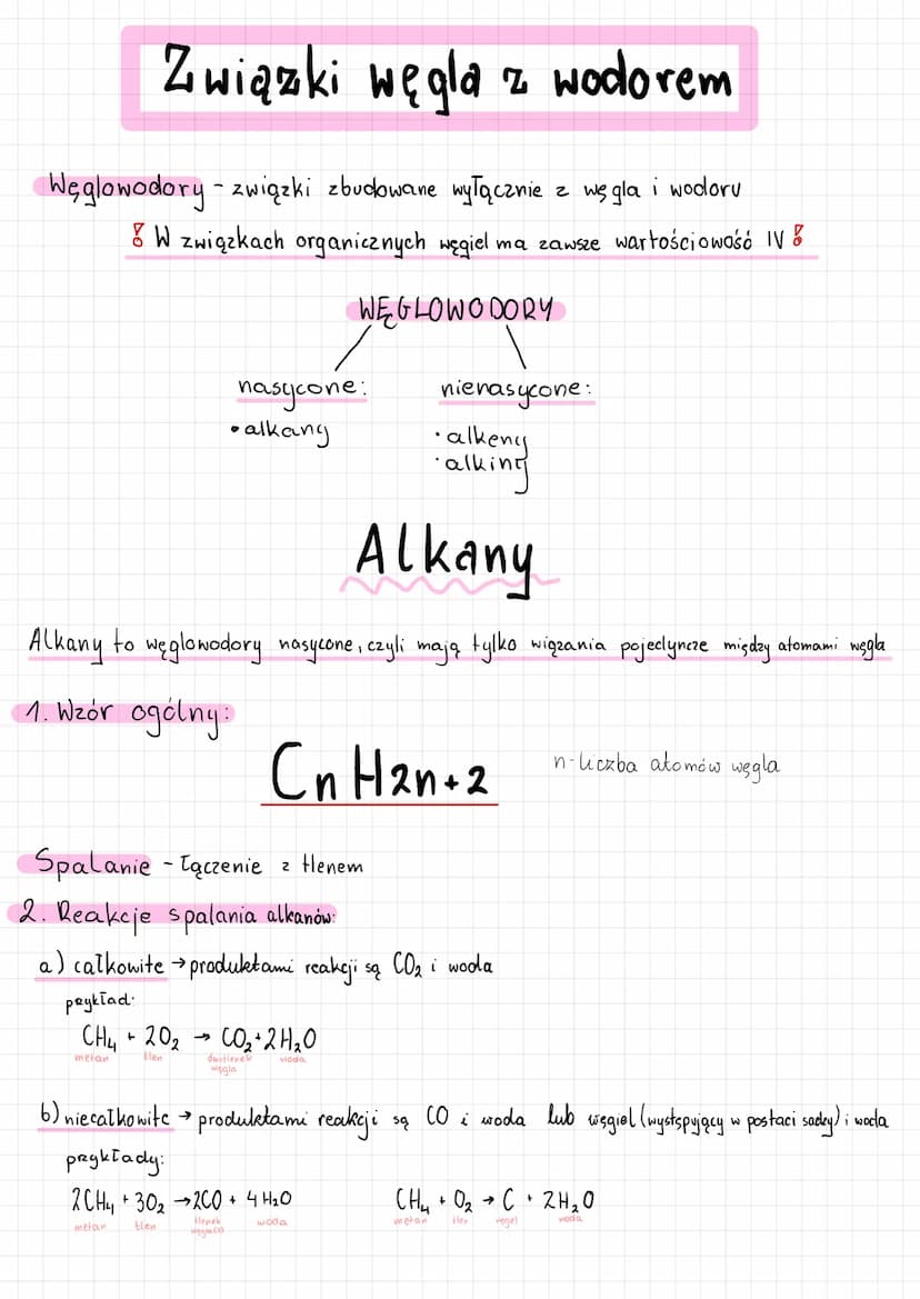 Alkeny
m
Alkeny to węglowodory nienasycone, które mają jedno wiązanie podwójne i wiązania pojedyncze między atomami węgla.
1. Wzór ogólny:
2