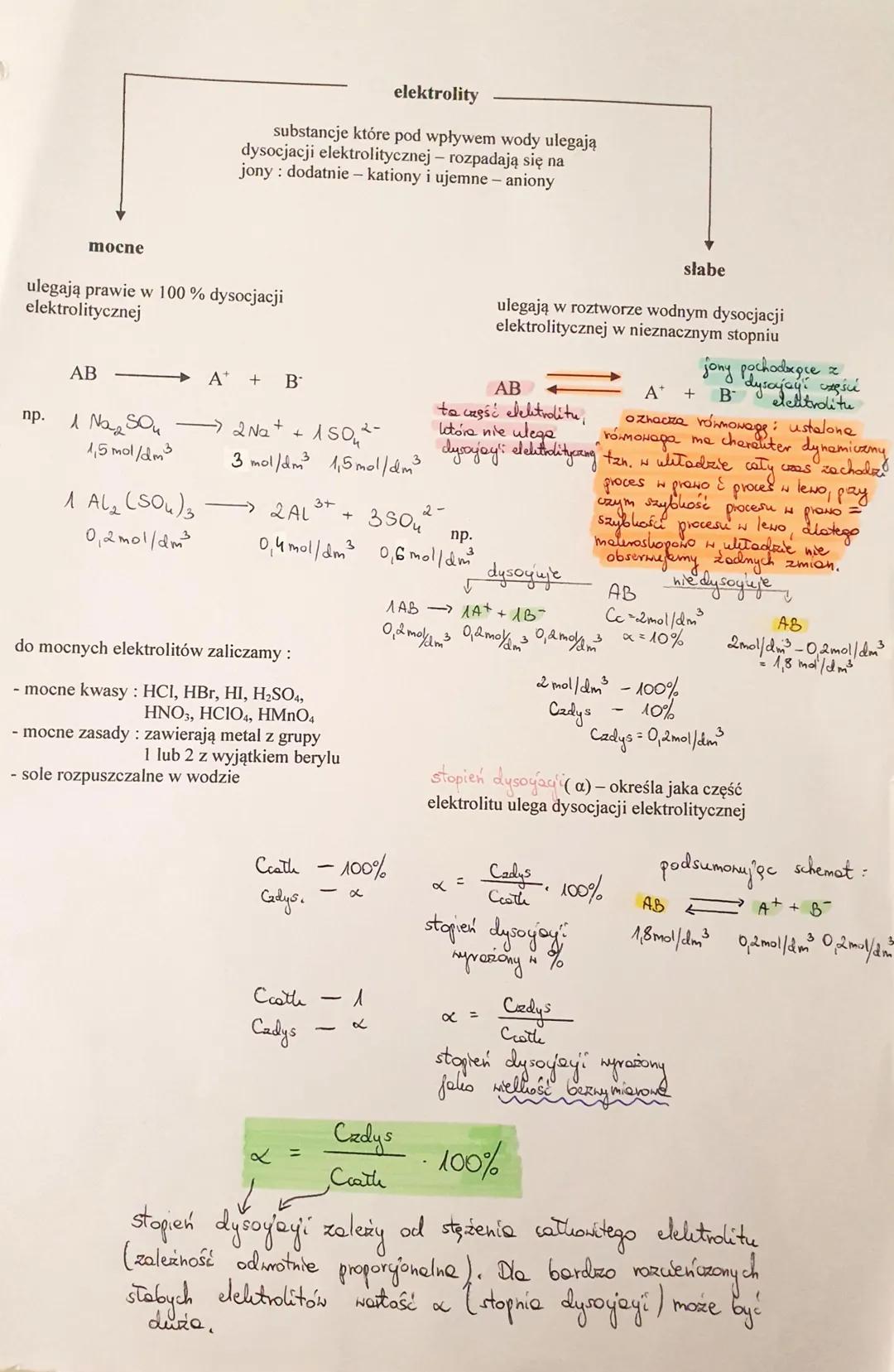 elektrolity
substancje które pod wpływem wody ulegają
dysocjacji elektrolitycznej - rozpadają się na
jony: dodatnie-kationy i ujemne aniony
