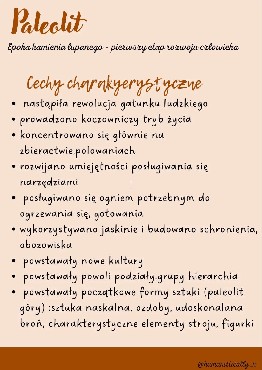 Prehistoria, epoki prehistorii - notatka 