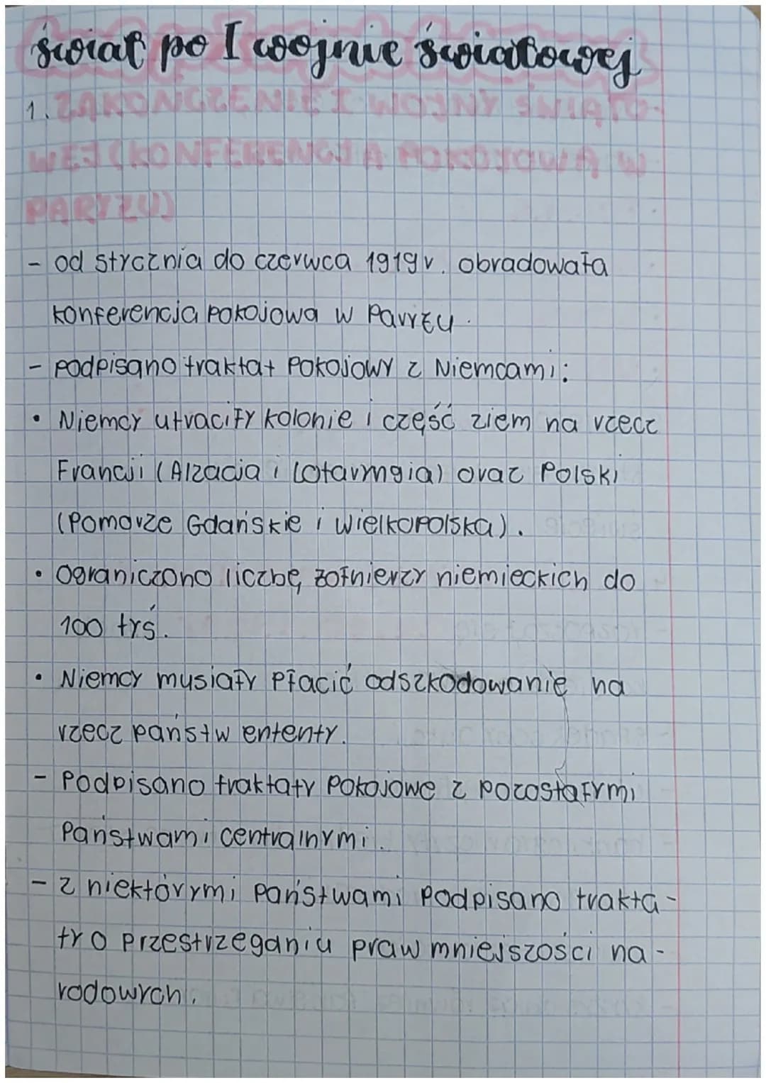 swiat po I wojnie światowej
od stycznia do czerwca 1919 v obradowata
konferencja pokojowa w PaVYEU
- podpisano traktat Pokojowy z Niemcami:
