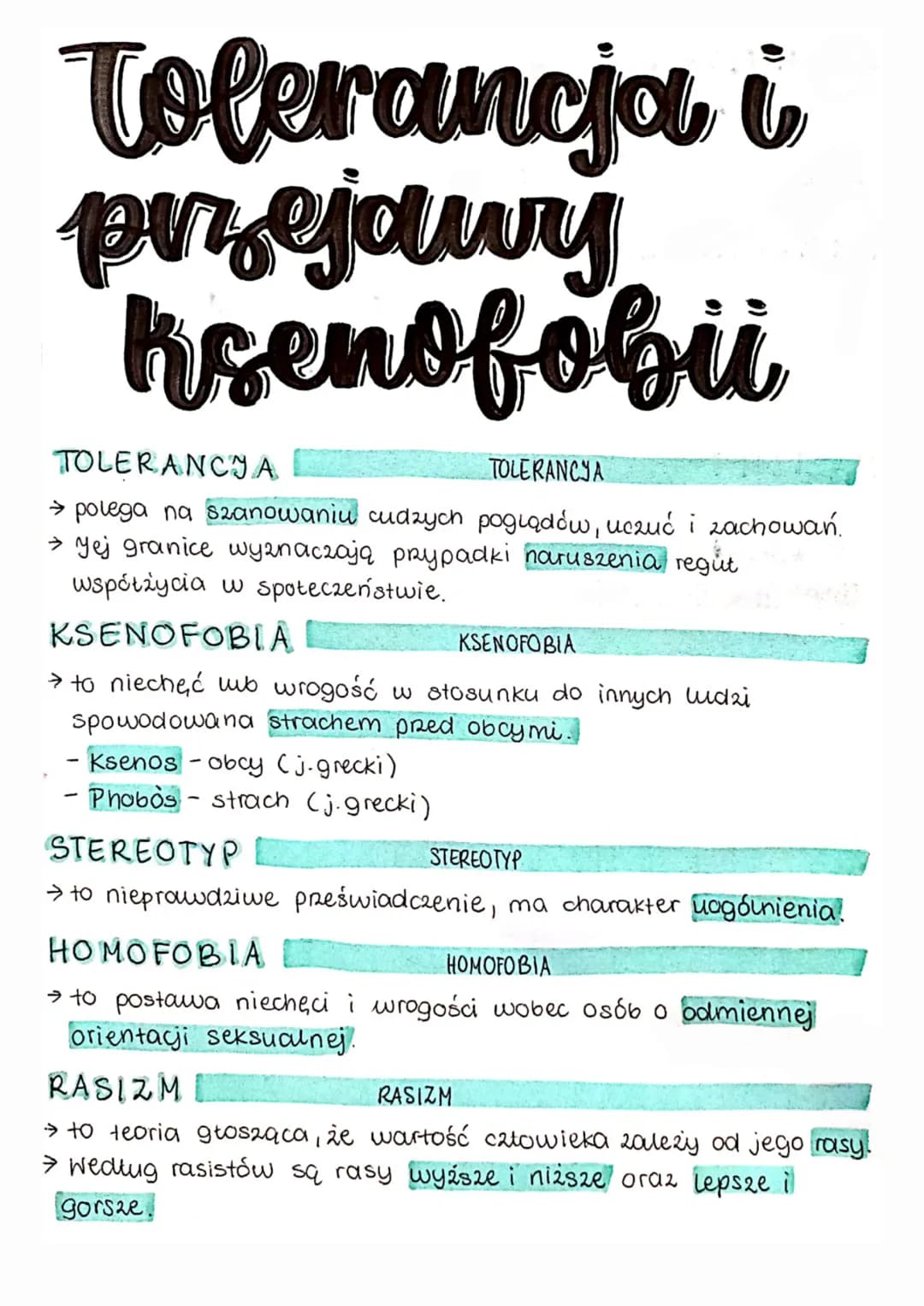 Tolerancja i
przejawy
Asenofobii
TOLERANCYA
TOLERANCIA
→ polega na szanowaniu cudzych poglądów, uczuć i zachowań.
→ Yej granice wyznaczają p