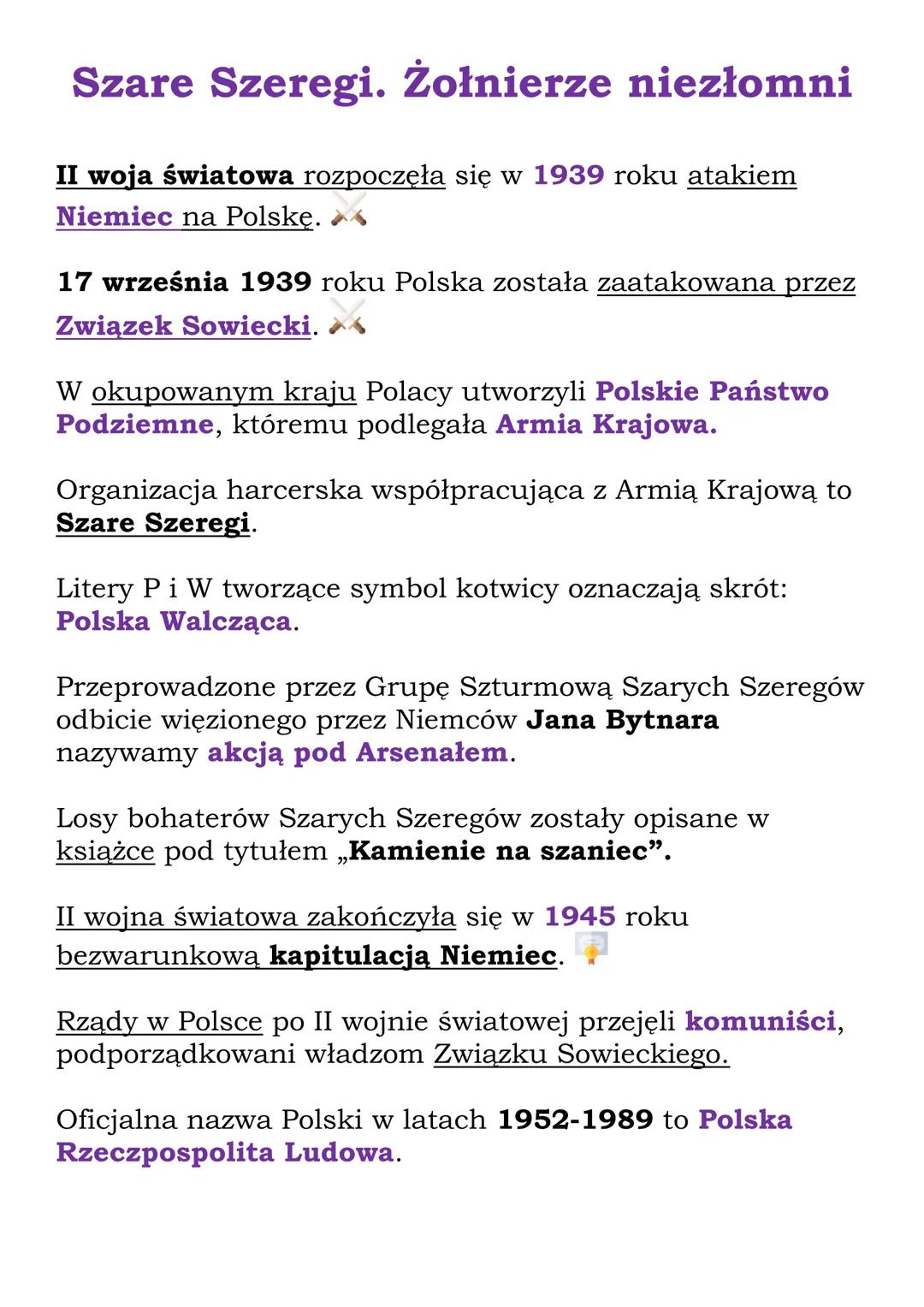 Szare Szeregi. Żołnierze niezłomni
II woja światowa rozpoczęła się w 1939 roku atakiem
Niemiec na Polskę.
17 września 1939 roku Polska zosta