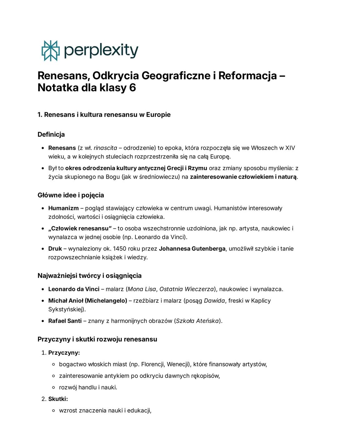 Historia, Klasa 6: Podsumowanie Działu 1