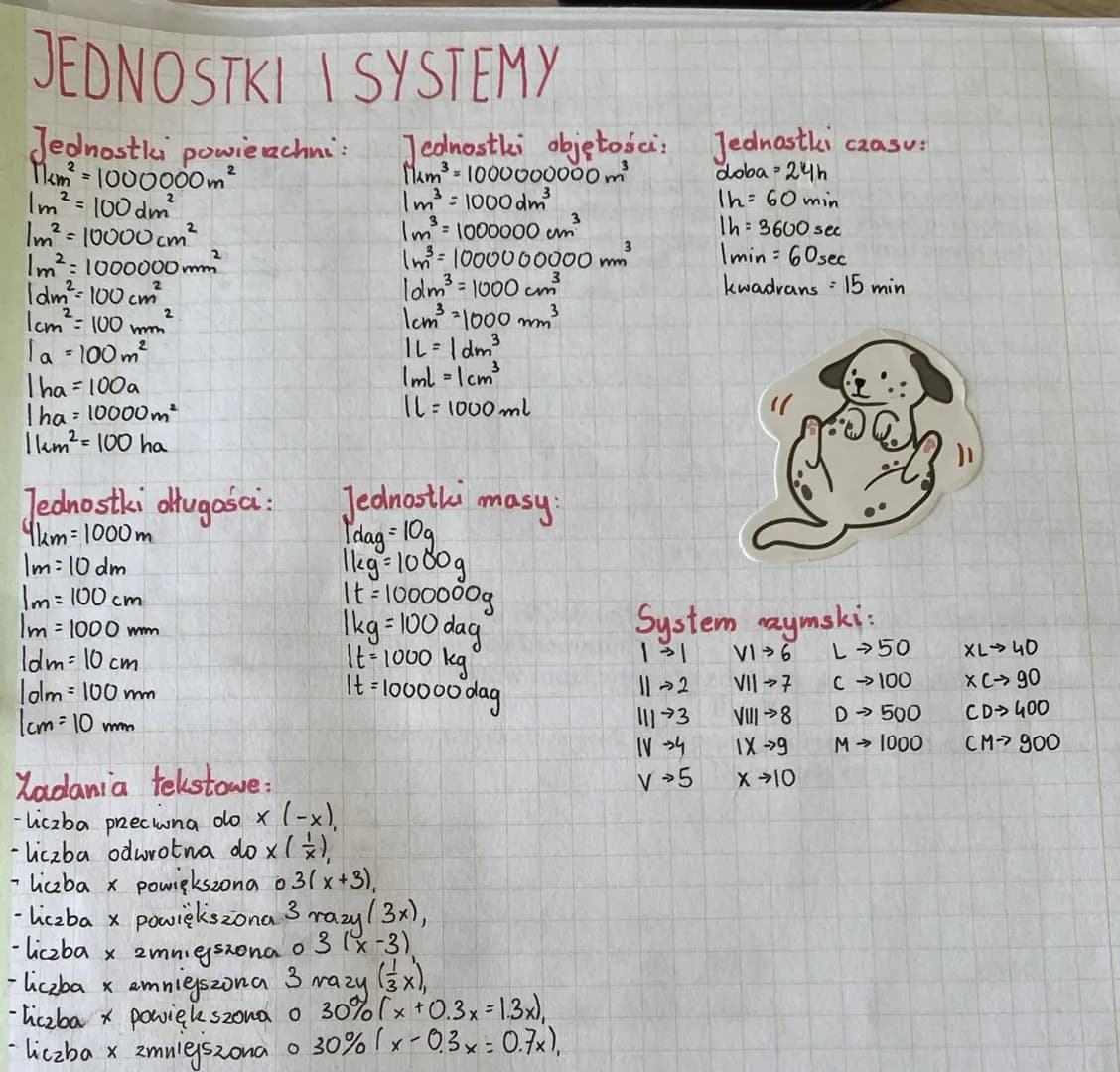 JEDNOSTKI I SYSTEMY
Jednostki powierzchni:
11km² = 1000000m²
1m²
² = 100 dm²
1m² = 10000 cm²
1m² = 1000000 m²
2
2
1 dm² = 100 cm²
Icm² 100 m