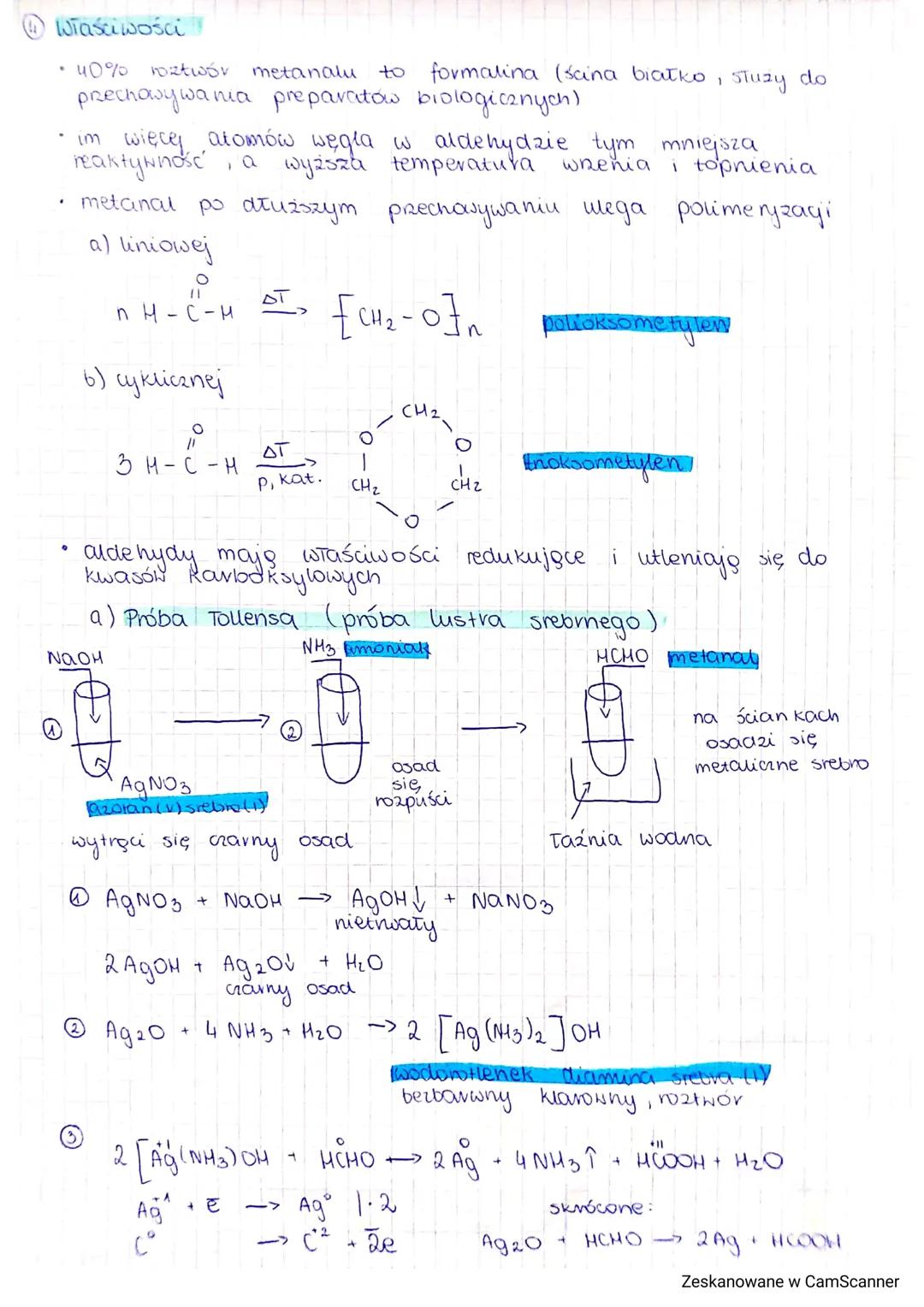 # Aldehydy

Wzór ogólny

20
R-C-H

grupa aldehydowa
(formy lona)

RCHO

Rzykłady aldehydów

a) H-C-H (ИCHO) - aldehyd metylowy (mrówkowy),
m