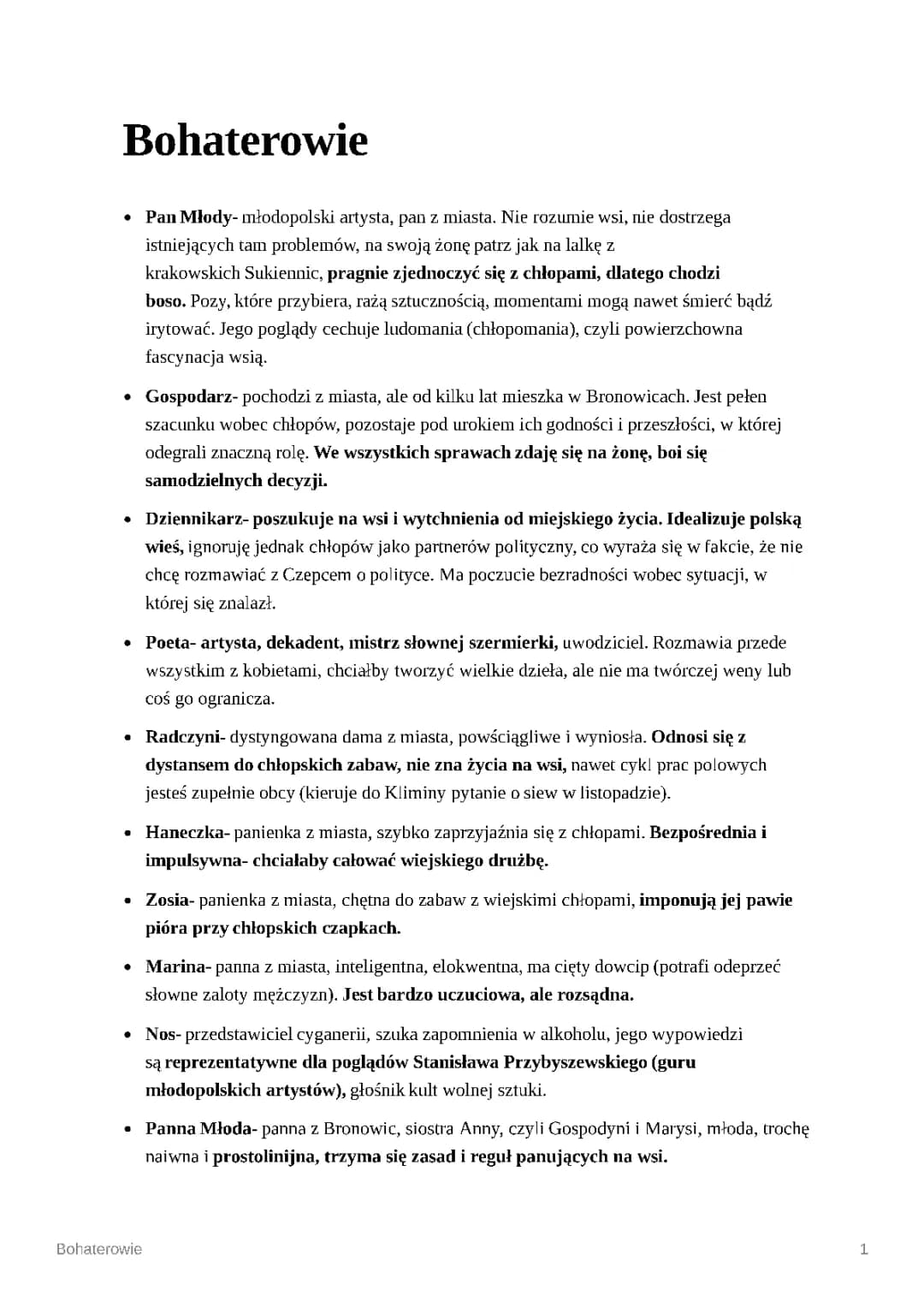 Wesele Bohaterowie i Zjawy - Streszczenie i Charakterystyki